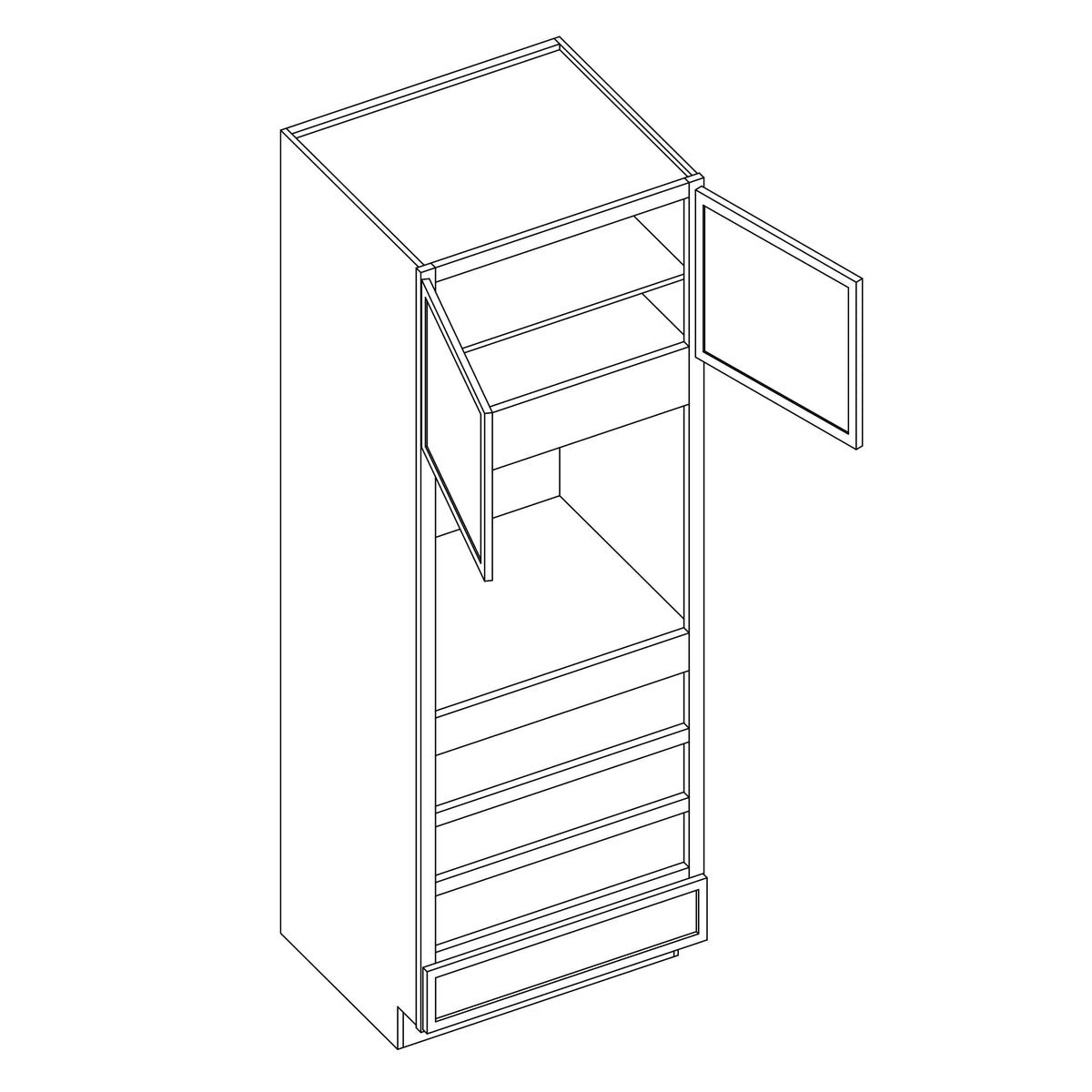 KCD Oslo Oak Oven Cabinet - 33" W x 90" H - line drawing