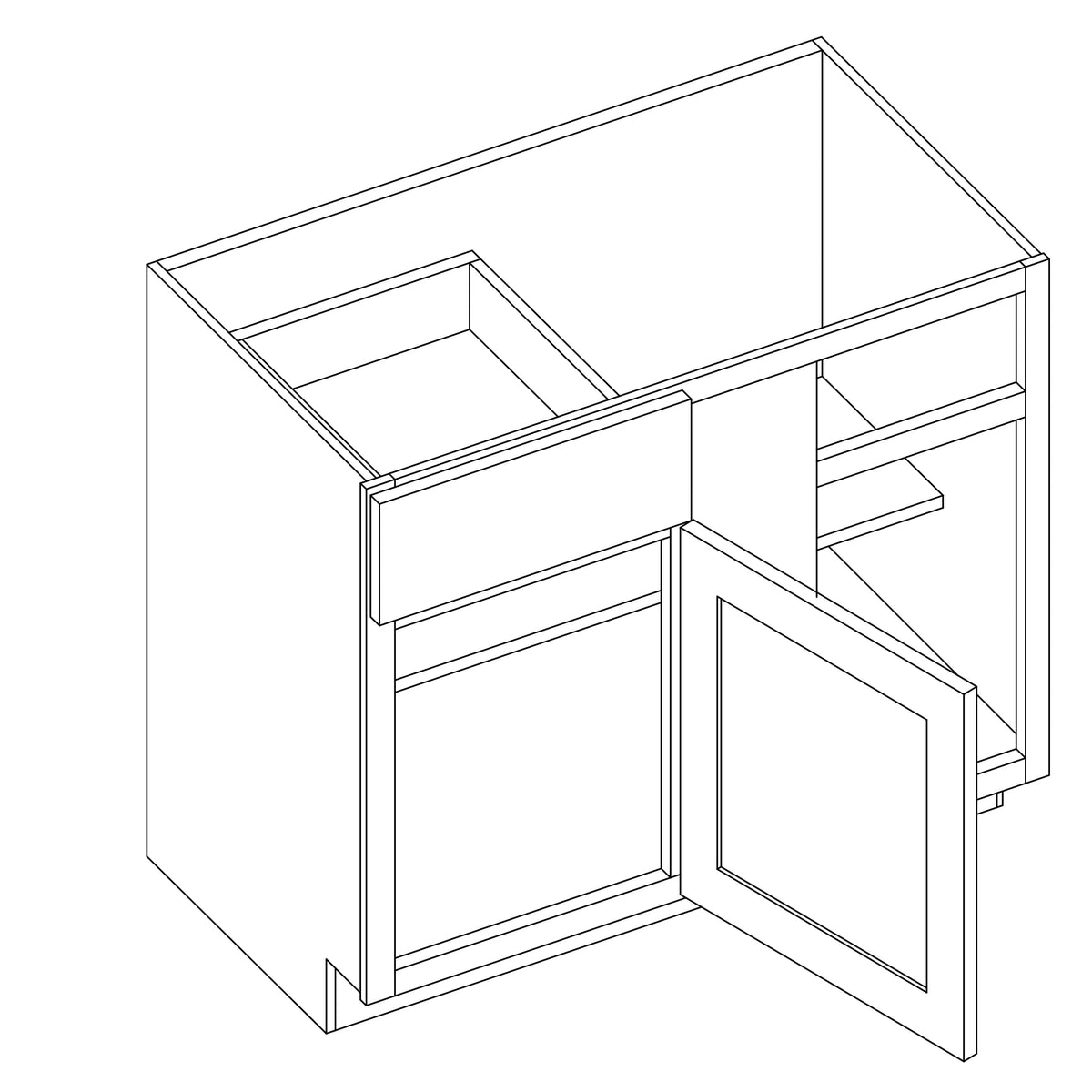 KCD Essential Gray Blind Base Cab for 48" to 51" Space - 48" W - line drawing