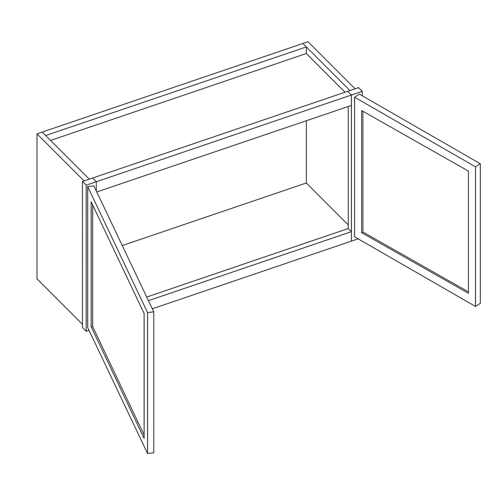 KCD Oslo Classic Walnut Double Door Wall Cabinet - 30" W x 18" H - line drawing