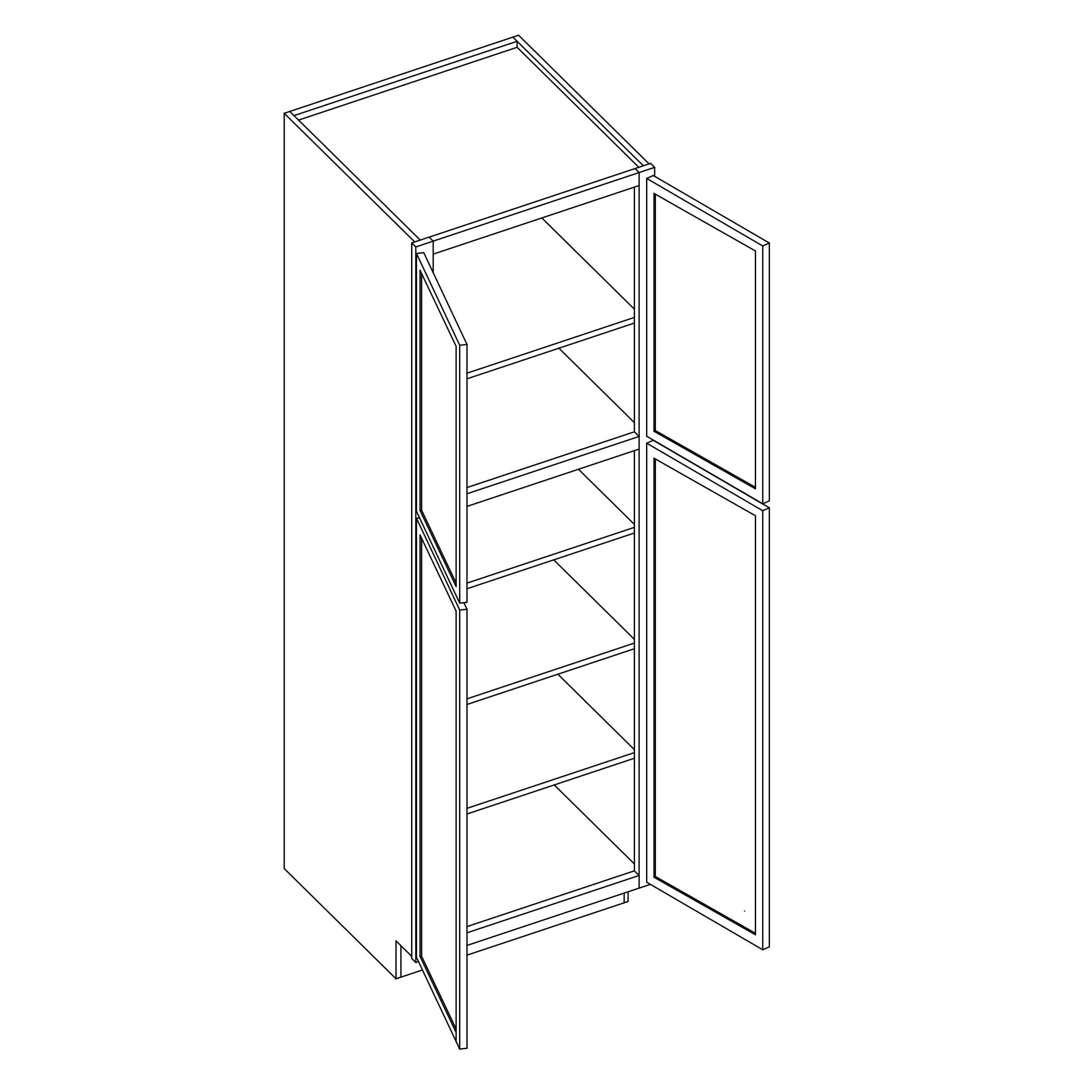 KCD Oslo White Pantry - 24" W x 90" H - line drawing