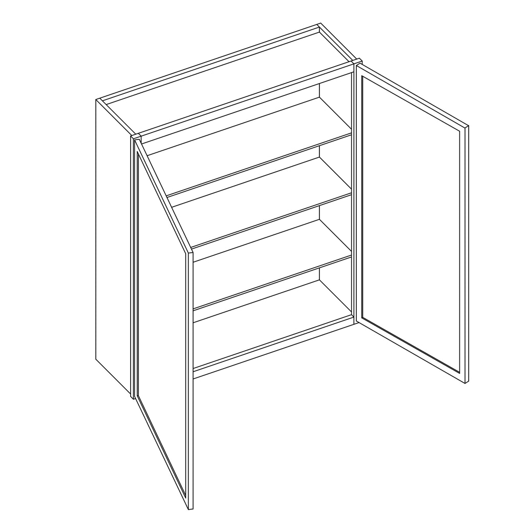 KCD Oslo White Double Door Wall Cabinet - 27" W x 42" H - line drawing