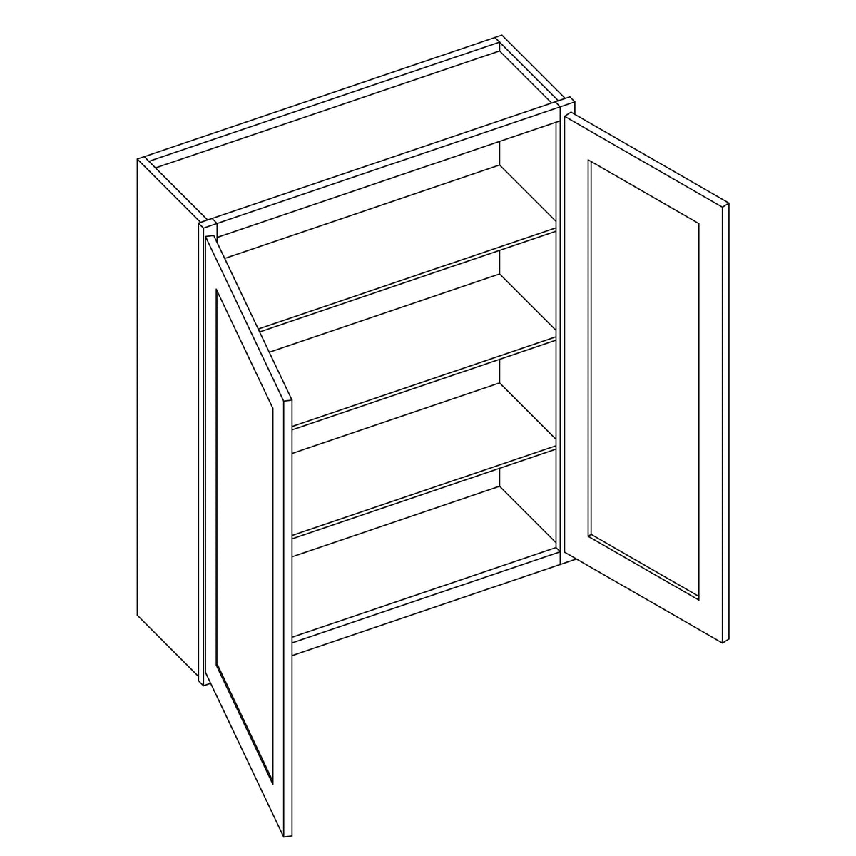 KCD Essential Gray Double Door Wall Cabinet - 24" W x 42" H - line drawing