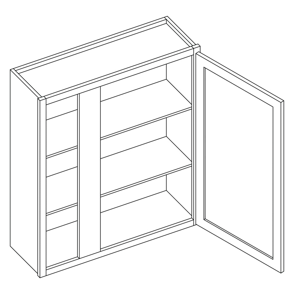 KCD Brooklyn Bright White Blind Wall Cabinet - 30" W x 30" H - line drawing