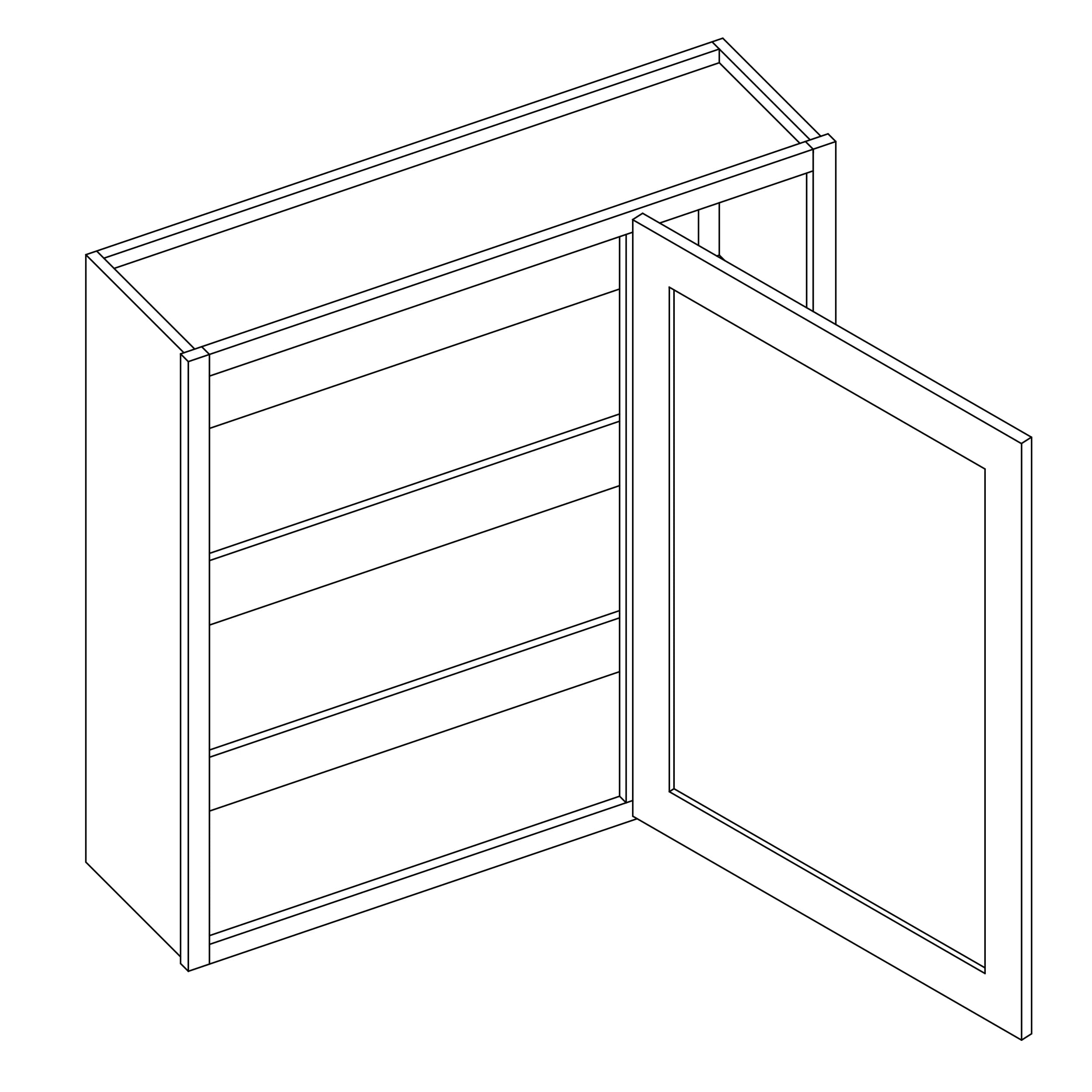 KCD Brooklyn Bright White Blind Wall Cabinet - 36" W x 42" H - line drawing