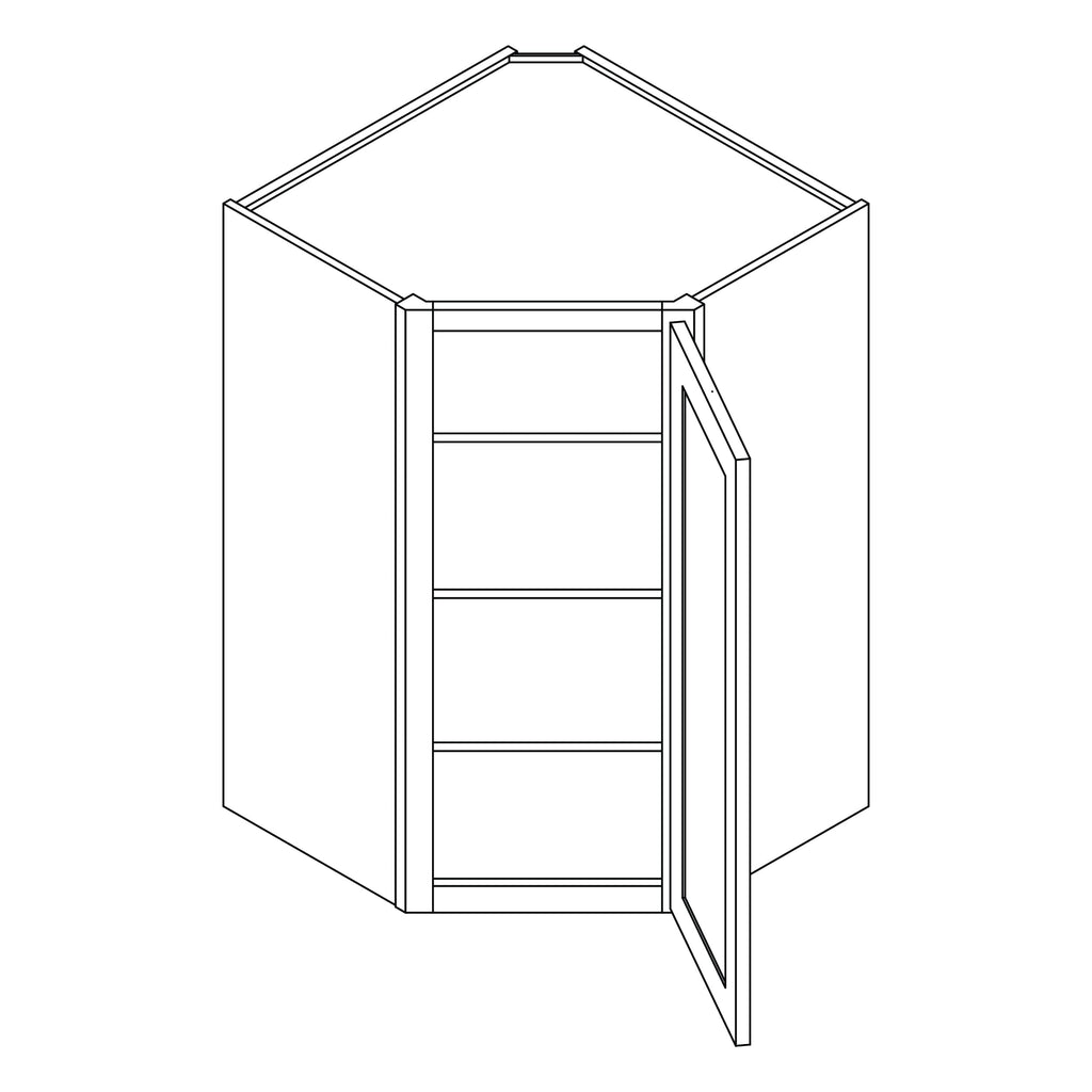 KCD Brooklyn Bright White Corner Wall Cabinet - 24" W x 42" H - line drawing