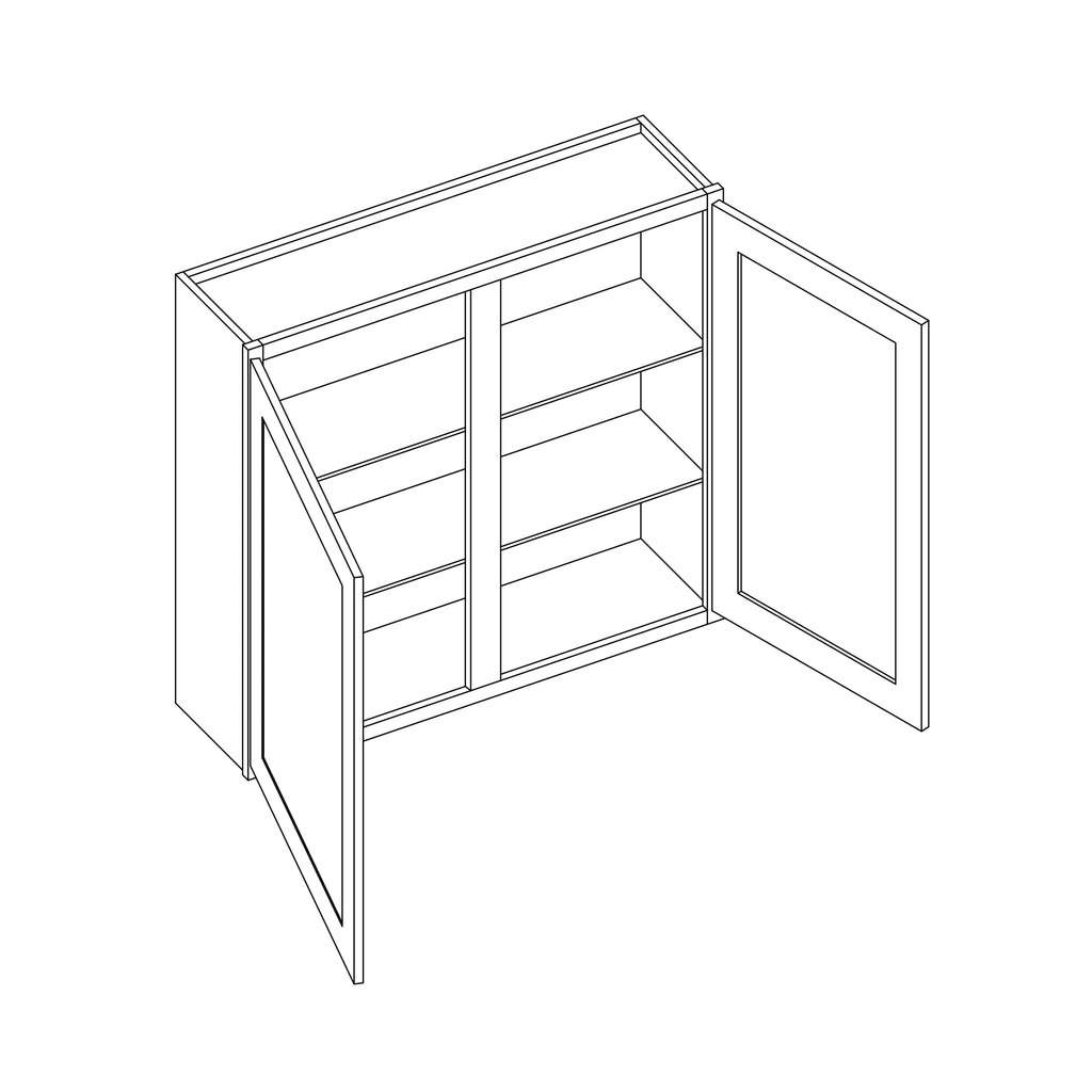 KCD Essential White Double Door Wall Cabinet - 42" W x 36" H - line drawing