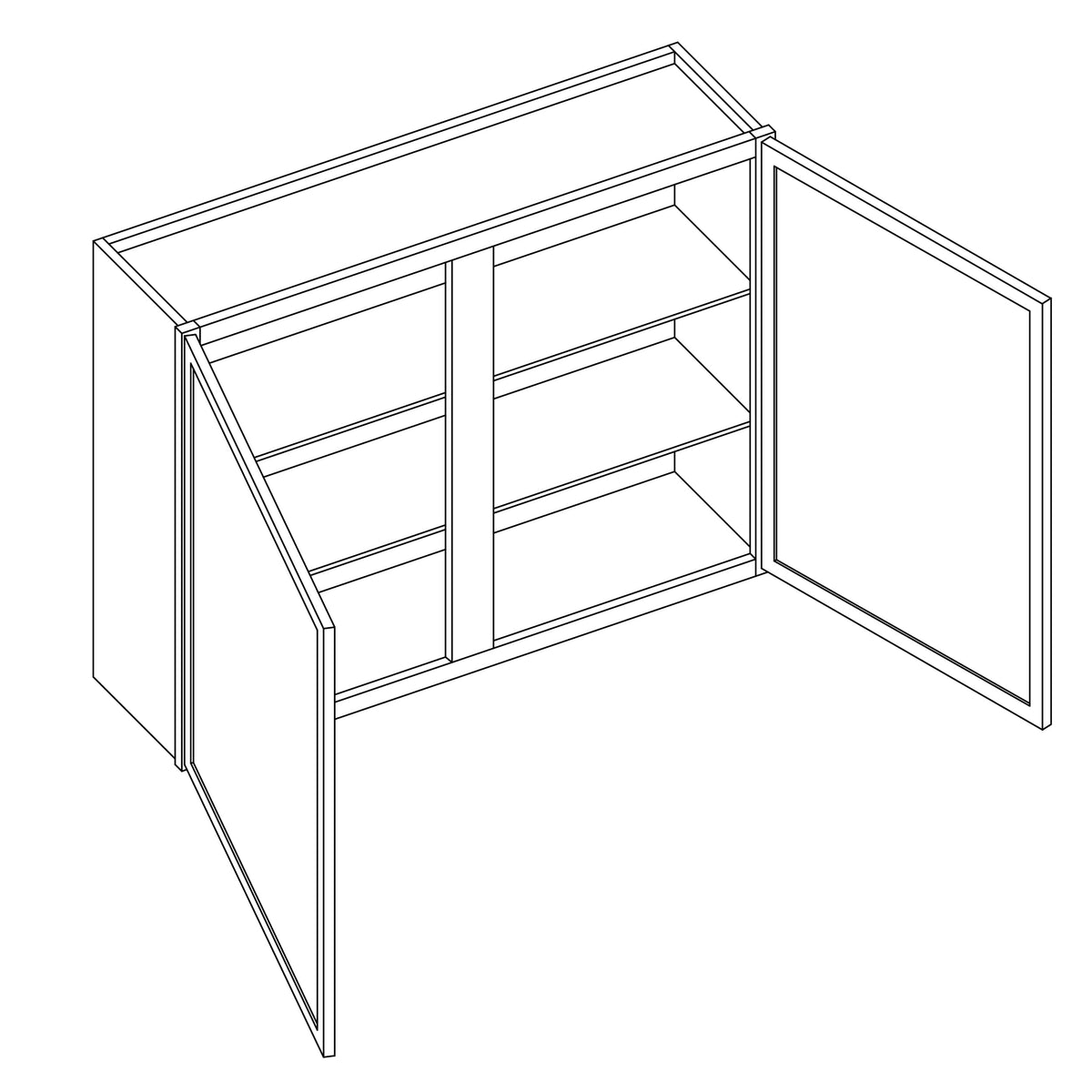 KCD Oslo White Double Door Wall Cabinet - 42" W x 30" H - line drawing