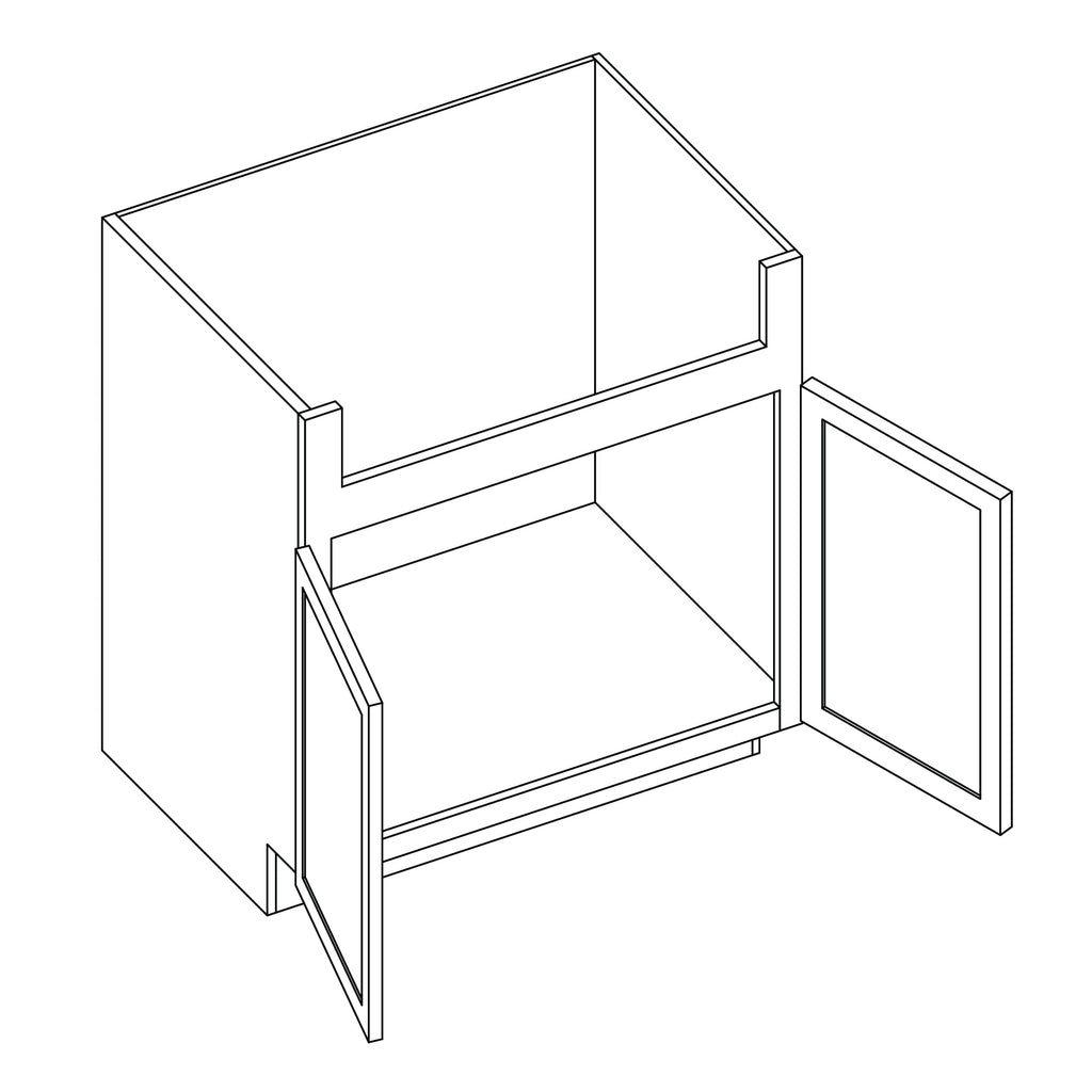 KCD Brooklyn Fawn Farm Sink Base Cabinet - 36" W - line drawing