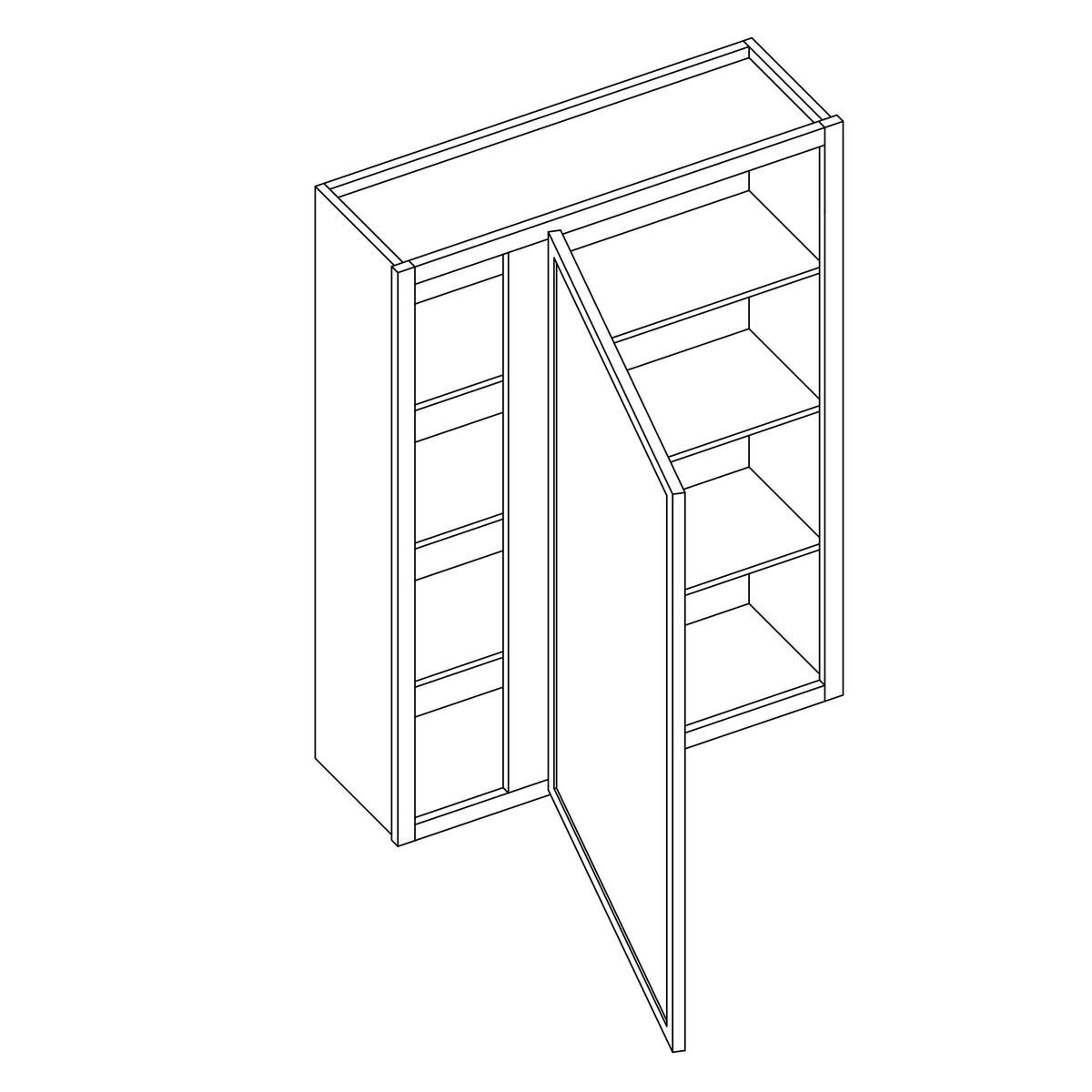 KCD Oslo Classic Walnut Blind Wall Cabinet - 30" W x 42" H - line drawing