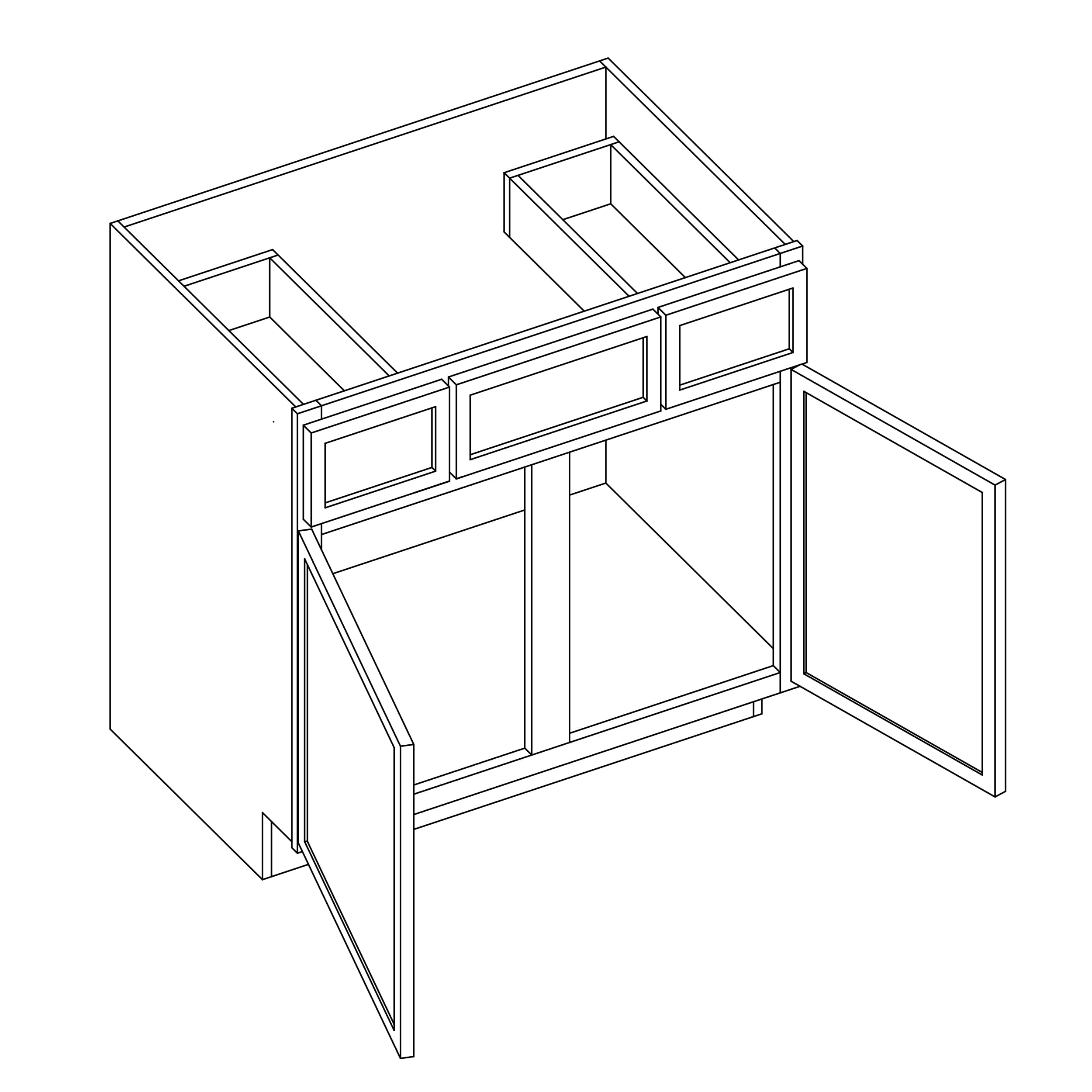 KCD Oslo White Vanity Sink Base - 36" W - line drawing