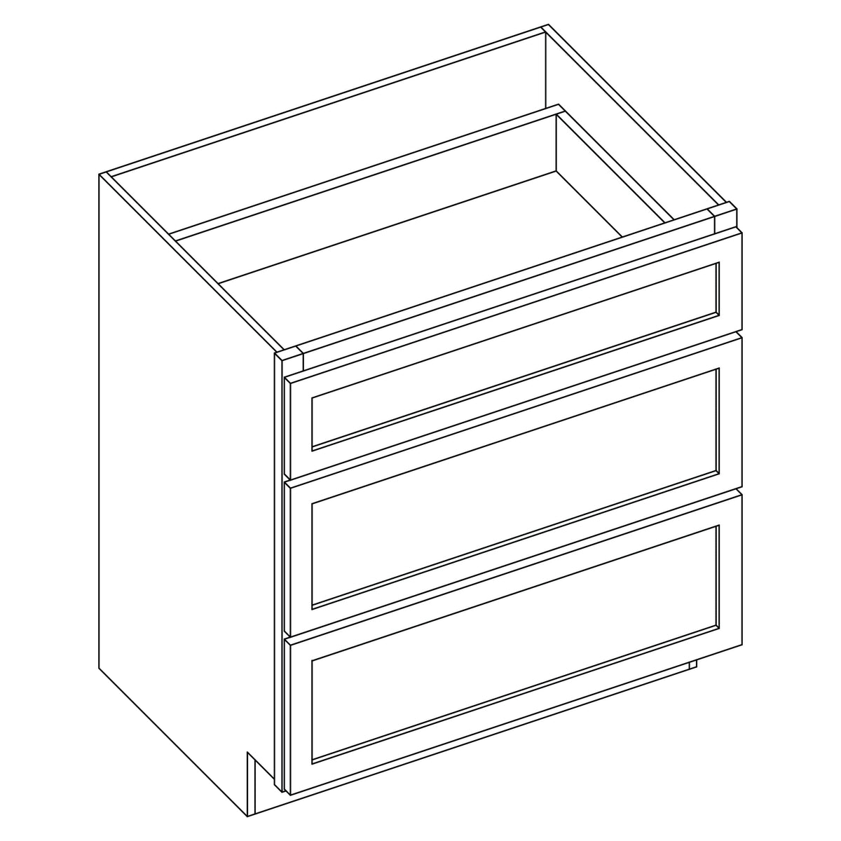 KCD Shaker Moss Vanity Drawer Base - 18" W - line drawing