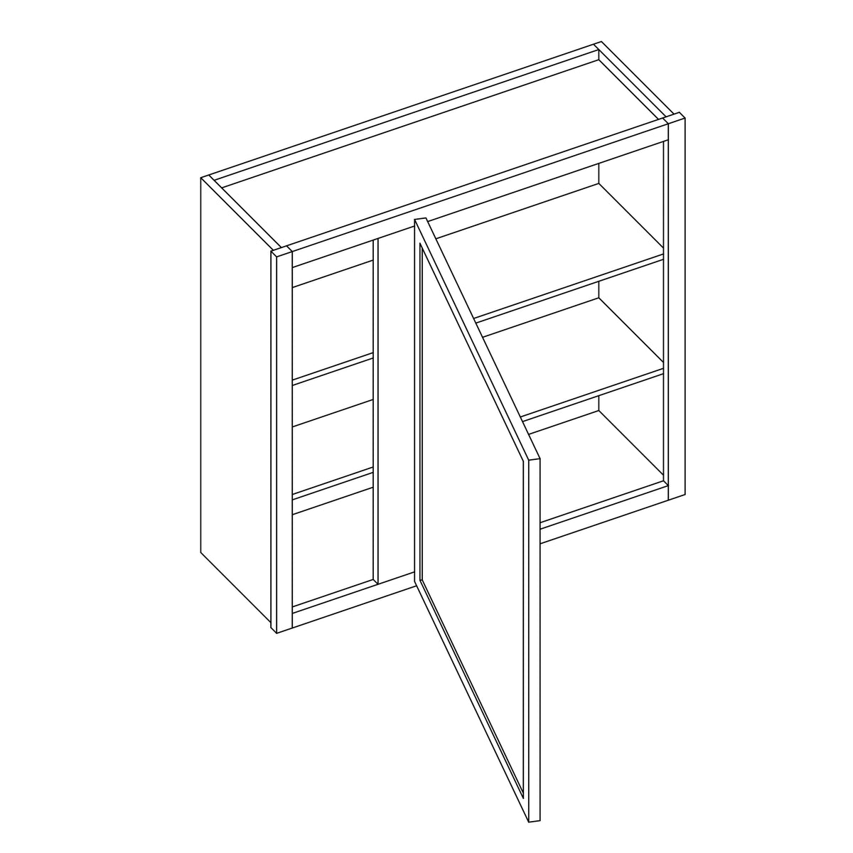 KCD Oslo White Blind Wall Cabinet - 30" W x 30" H - line drawing