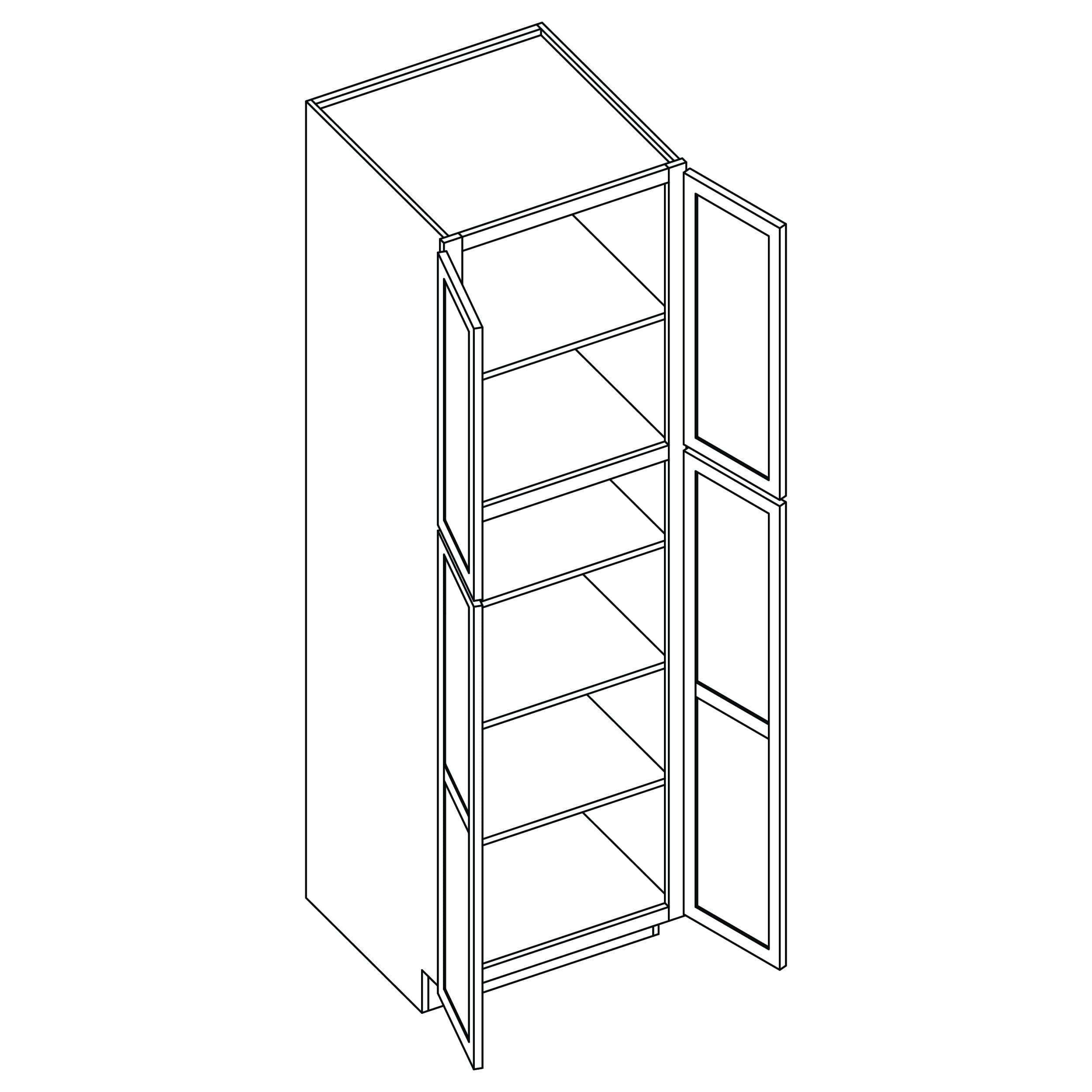 KCD Shaker Moss Pantry - 24" W x 96" H - line drawing