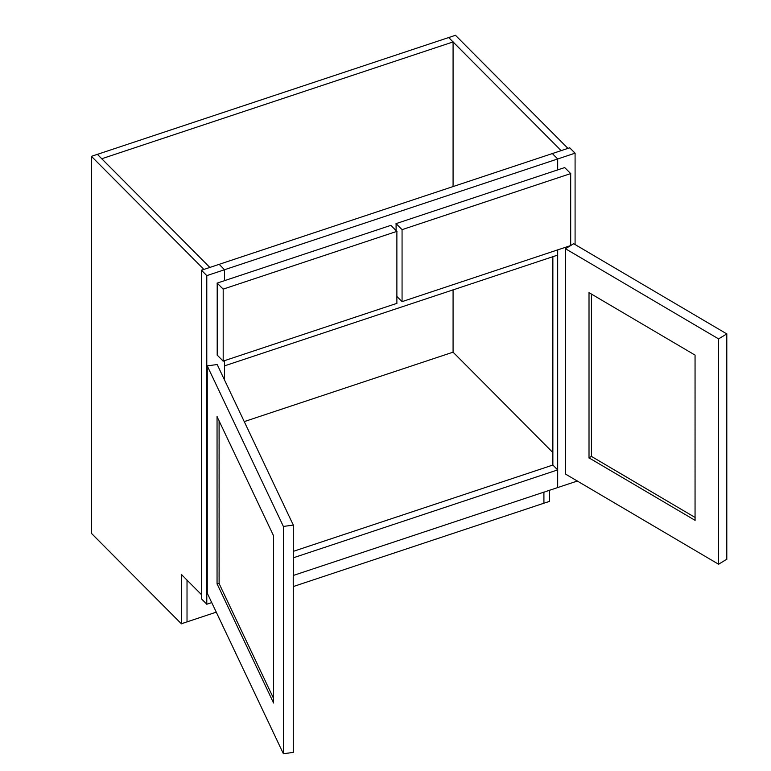 KCD Essential White Double Door Vanity - 27" W - line drawing
