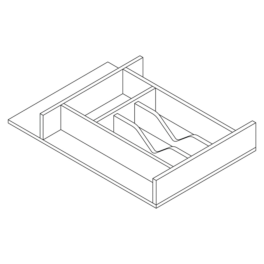 KCD KCD Accessories Natural Cutlery Drawer Insert for B21/B24 Drawers - line drawing