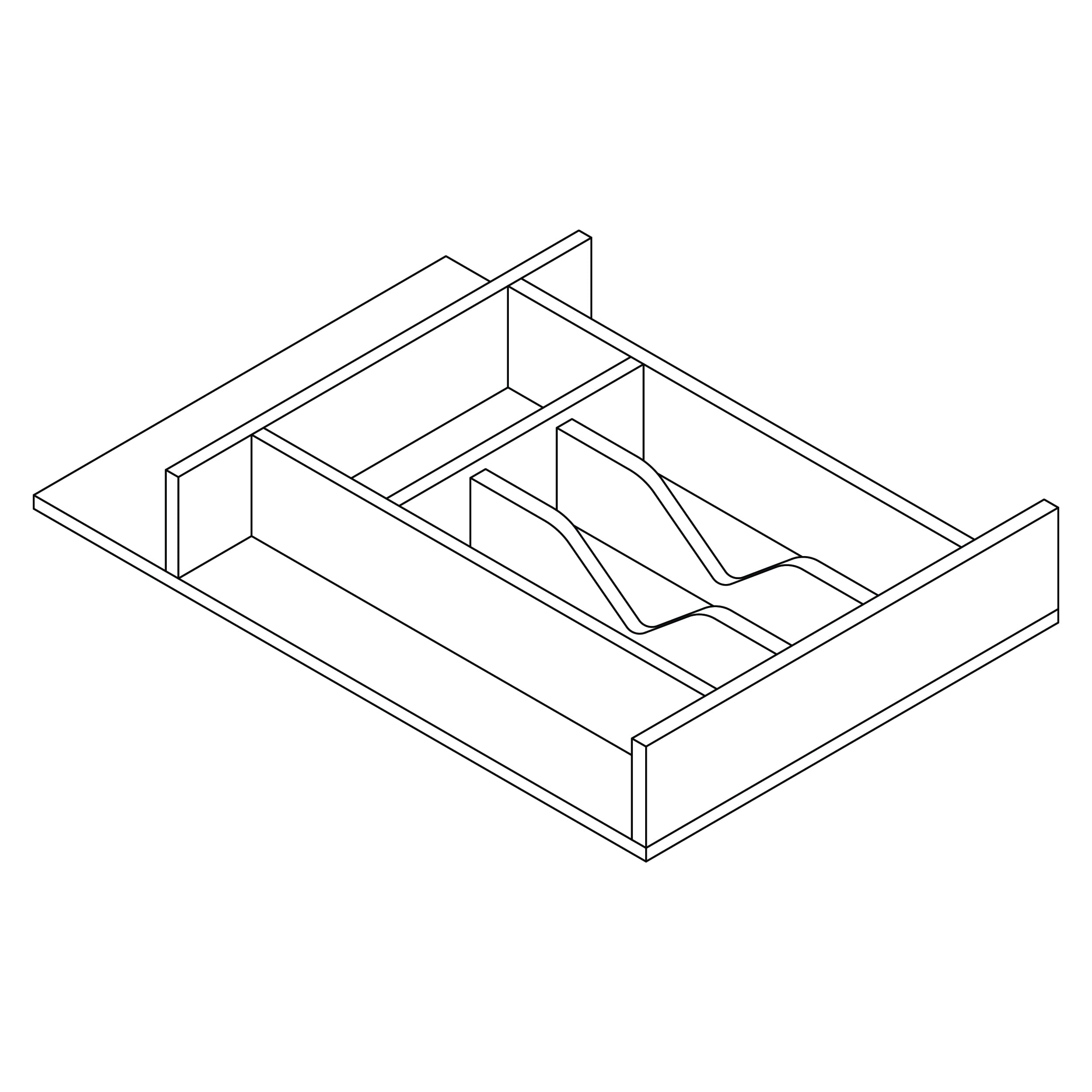 KCD KCD Accessories Natural Cutlery Drawer Insert for B21/B24 Drawers - line drawing