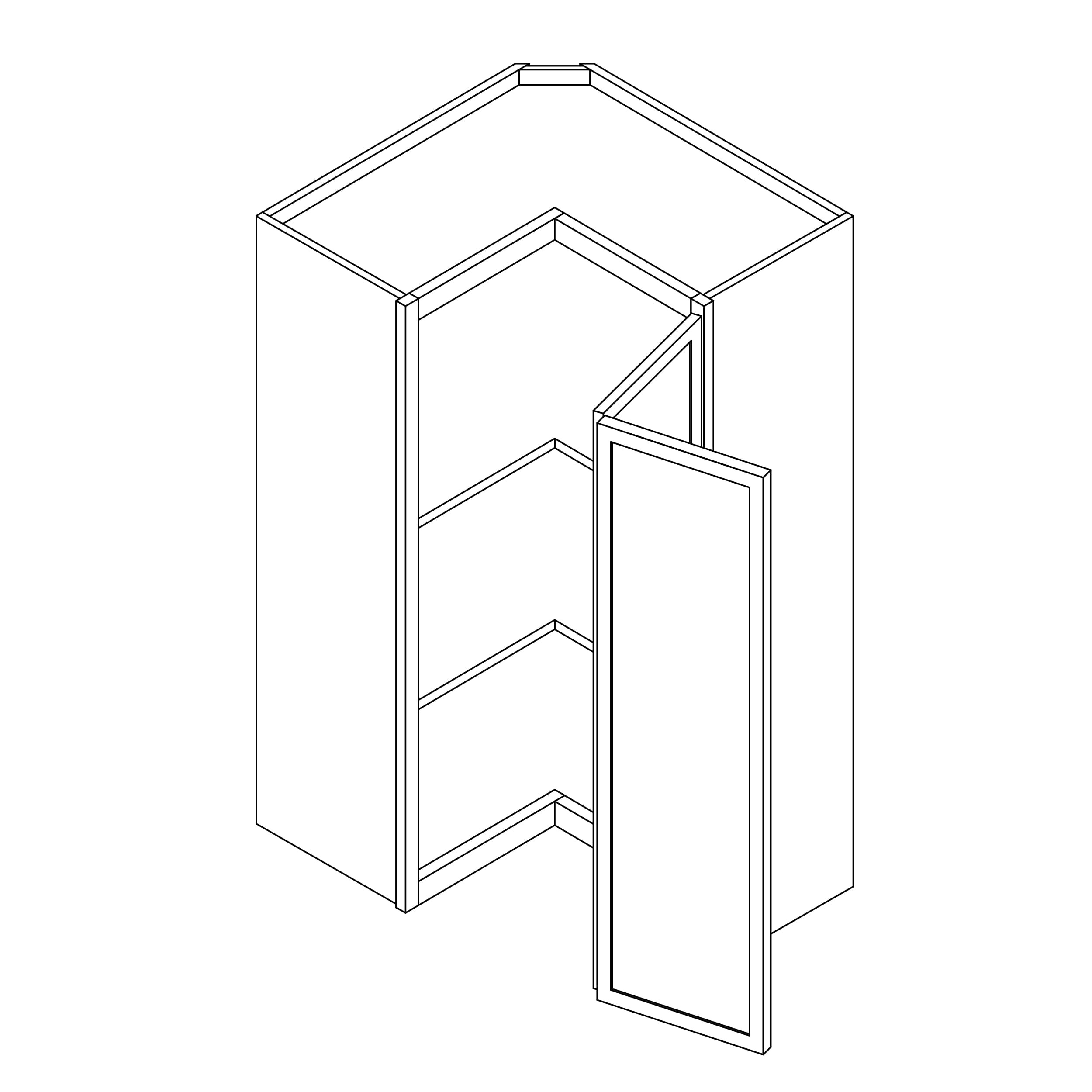 KCD Oslo Oak Wall Easy Reach 24"W x 42"H X 12"D - line drawing