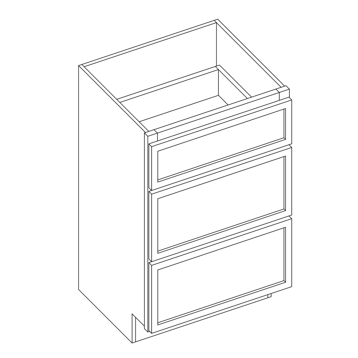 KCD Oslo Oak Vanity Drawer Base - 15" W - line drawing