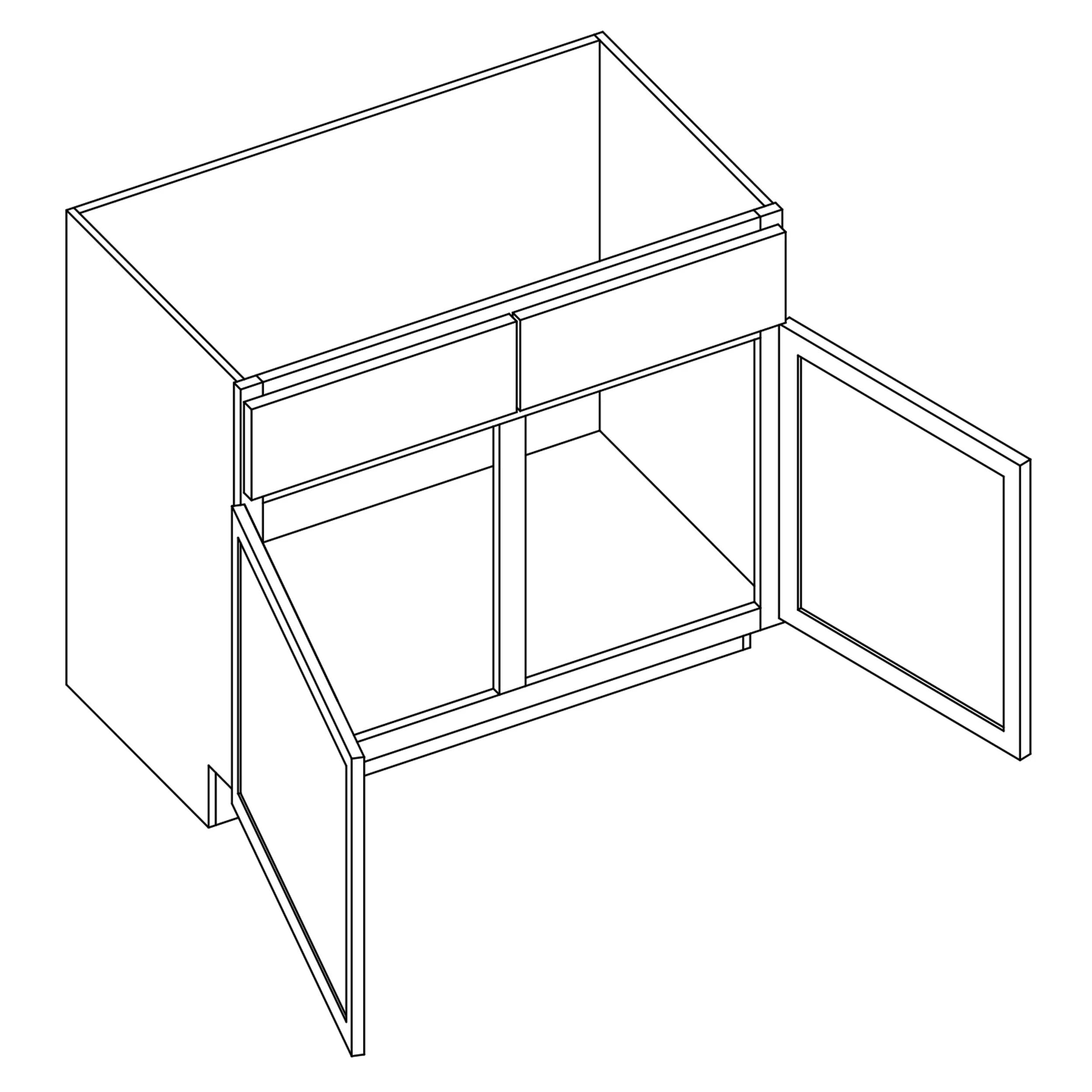 KCD Essential White Sink Base Cabinet w/ CS - 42" W - line drawing