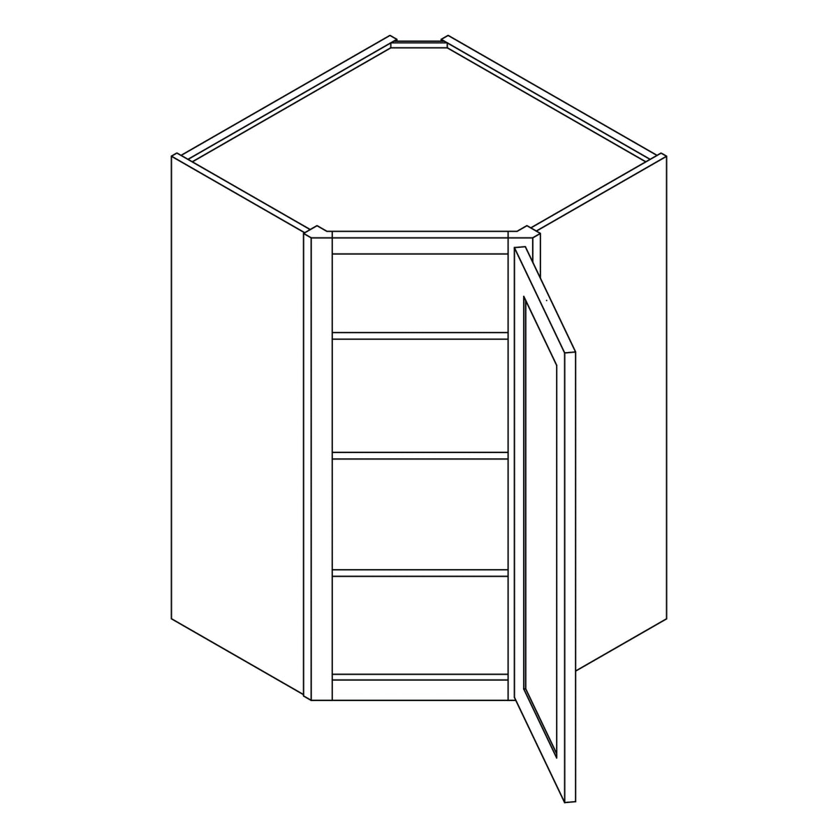 KCD Shaker Sand Corner Wall Cabinet - 27" W x 42" H - line drawing