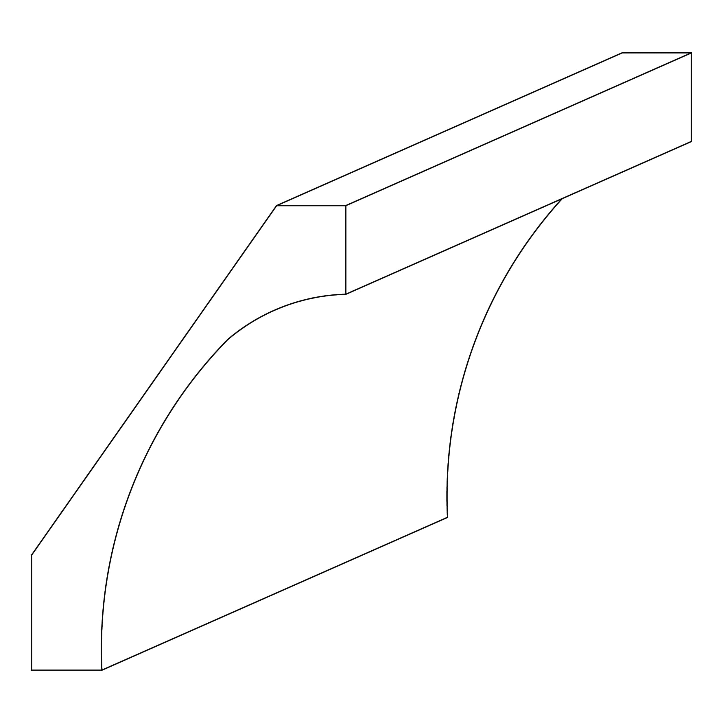 KCD Oslo Oak Cove Crown Molding - line drawing