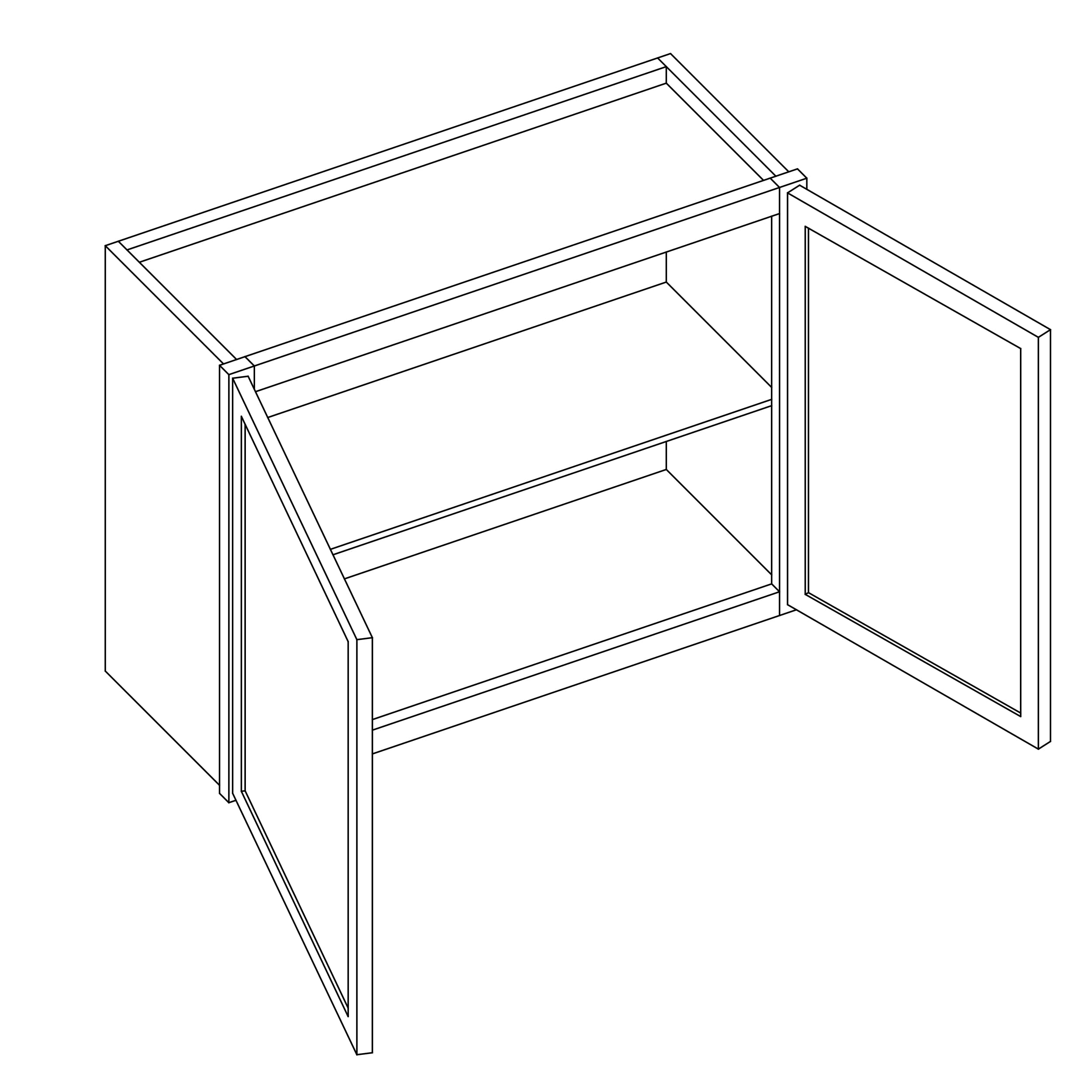 KCD Oslo Oak Double Door Wall Cabinet - 30" W x 21" H - line drawing