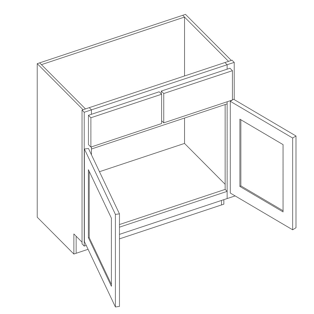 KCD Essential Gray Double Door Vanity - 27" W - line drawing