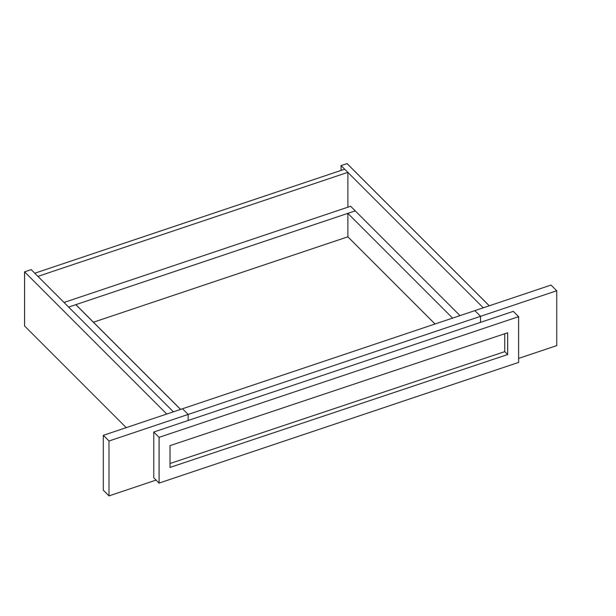 KCD Oslo Oak Vanity Drawer - 36" W with Adjustable Sides - line drawing