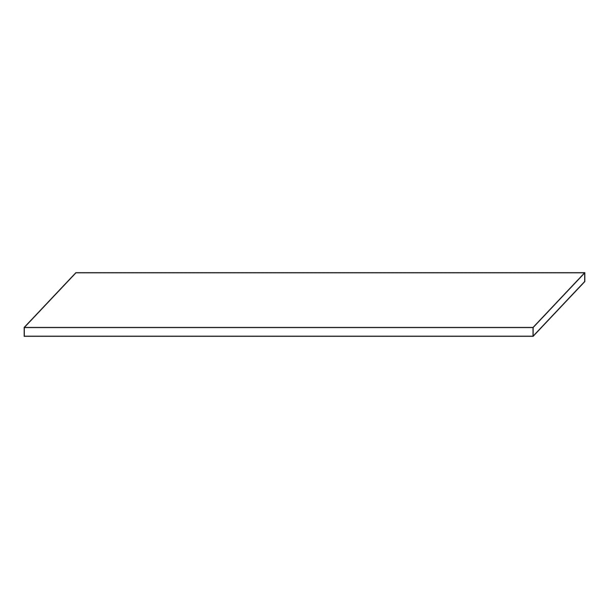 KCD Shaker Designer White Shelf - 96" W x 12" D - line drawing