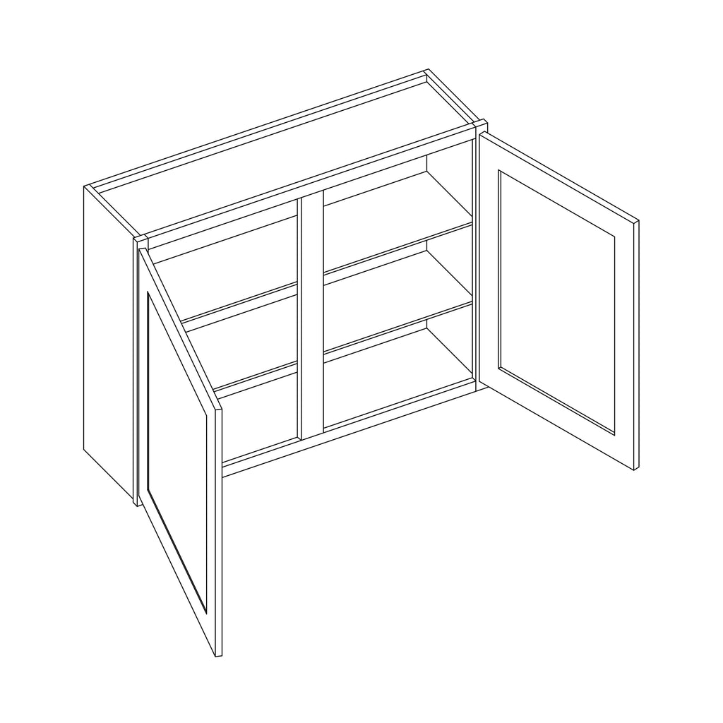 KCD Essential White Double Door Wall Cabinet - 42" W x 30" H - line drawing