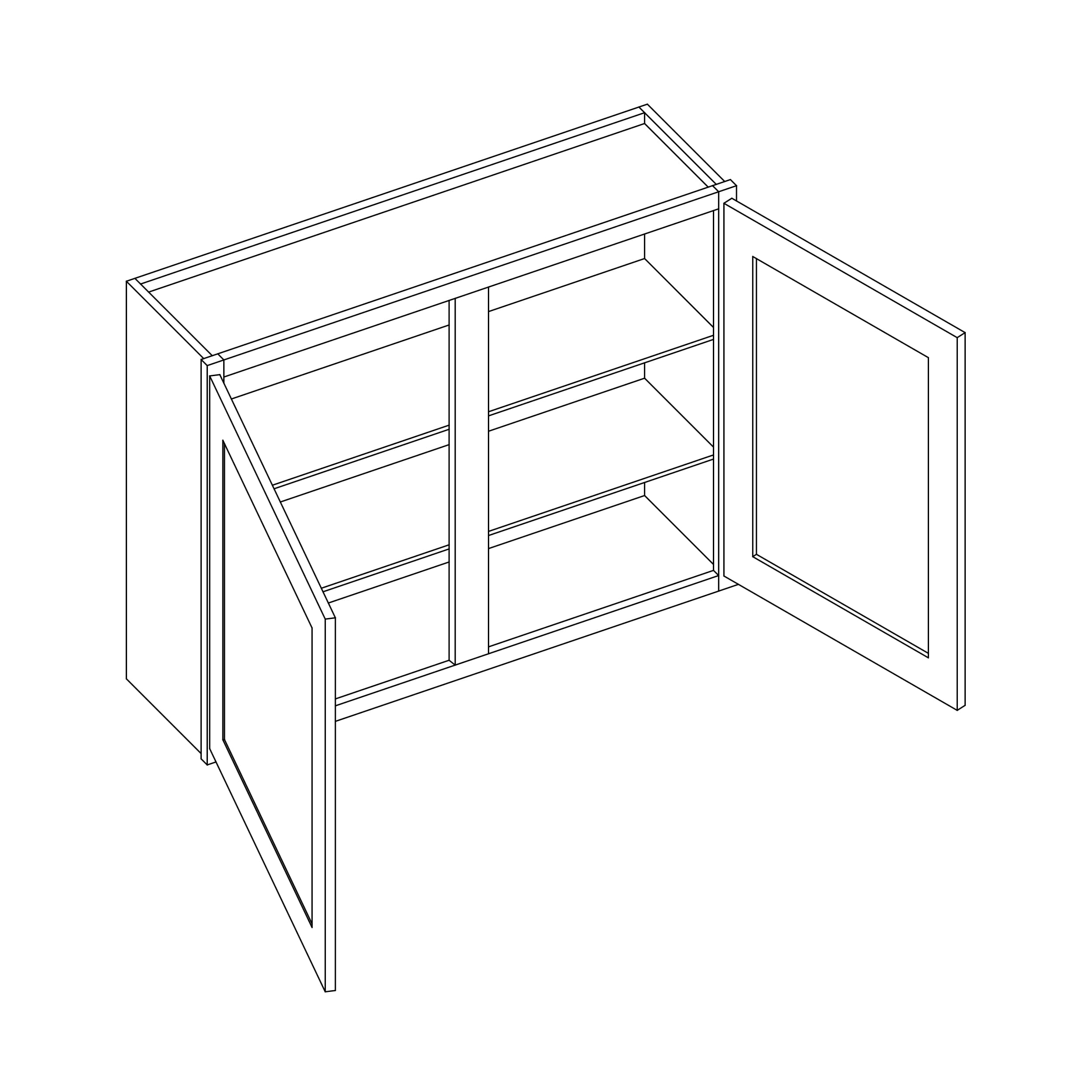 KCD Essential White Double Door Wall Cabinet - 42" W x 30" H - line drawing