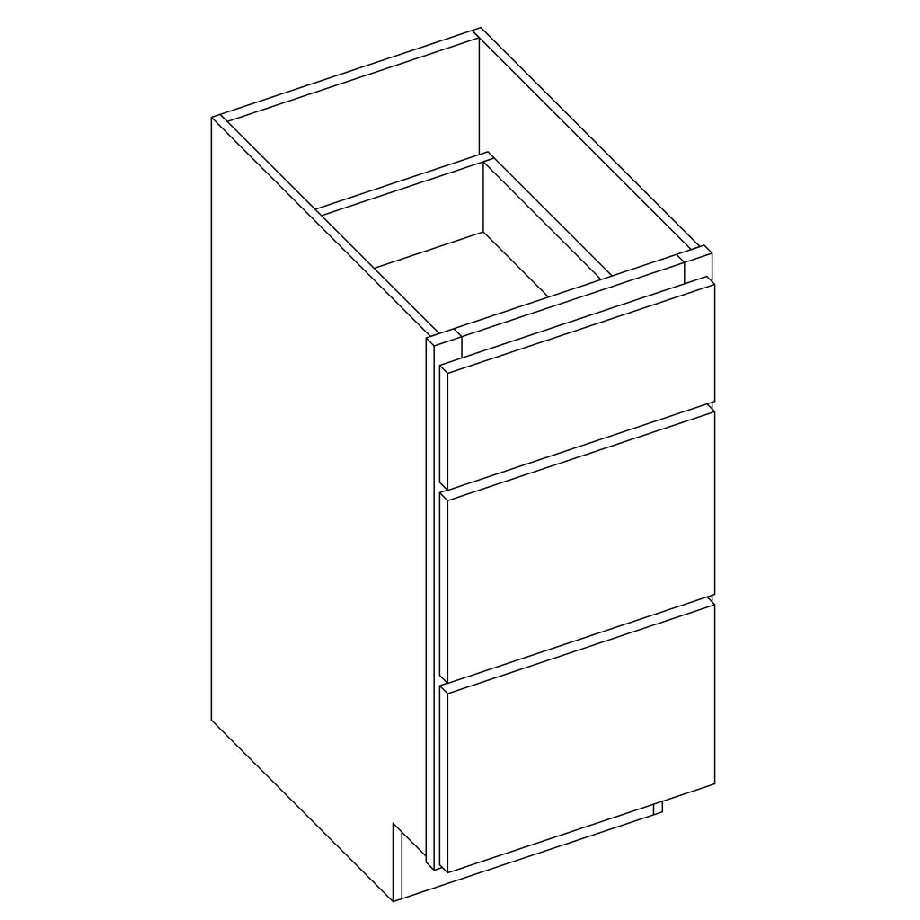 KCD Essential White Vanity Drawer Base - 15" W x 32.5" H x 21" D - Reduced Height - line drawing