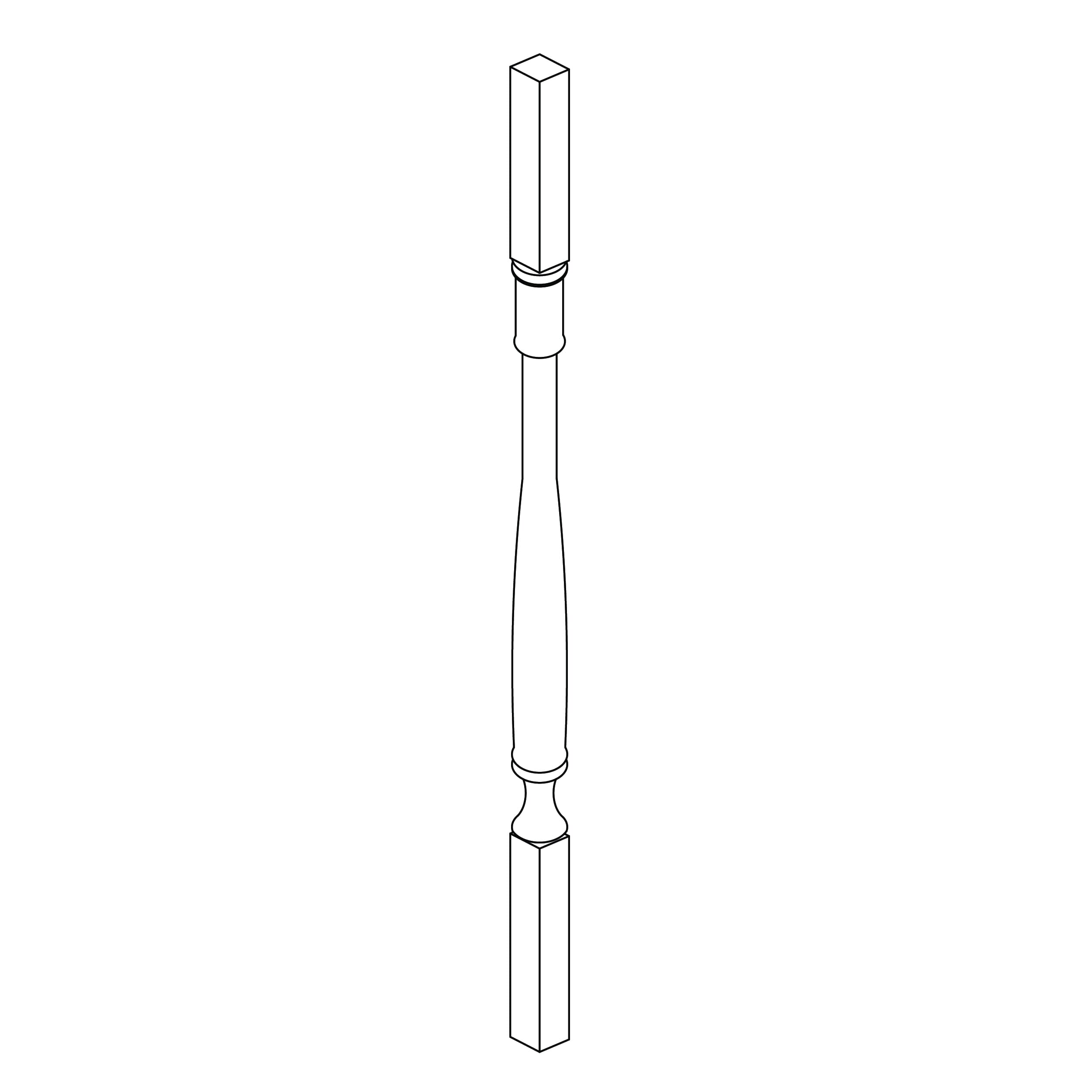 KCD Brooklyn Slate Turned Post - 3" W x 35.5" H - line drawing