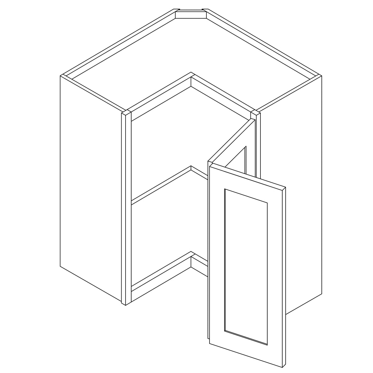 KCD Shaker Moss Wall Easy Reach 24"W x 42"H X 12"D - line drawing