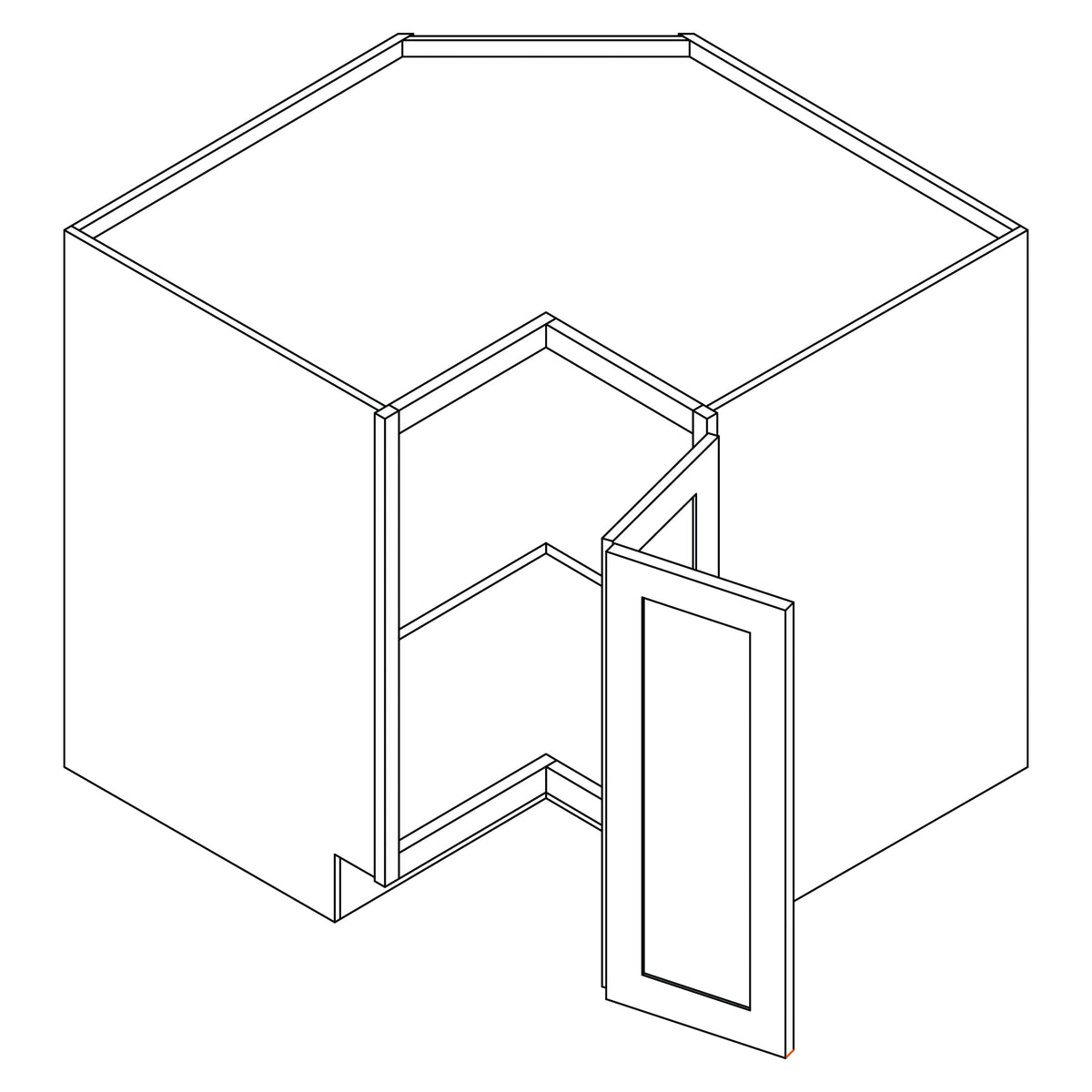 KCD Essential White Easy Reach Base Cabinet - 36" W x 36" D - line drawing