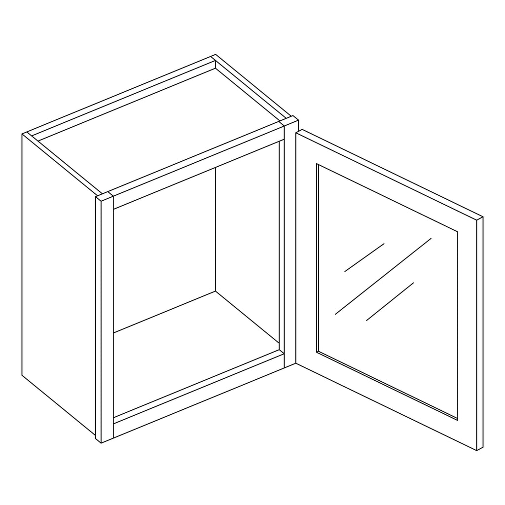 KCD Shaker Sand 21" W x 15" H Wall Stacking Cabinet with Glass - line drawing