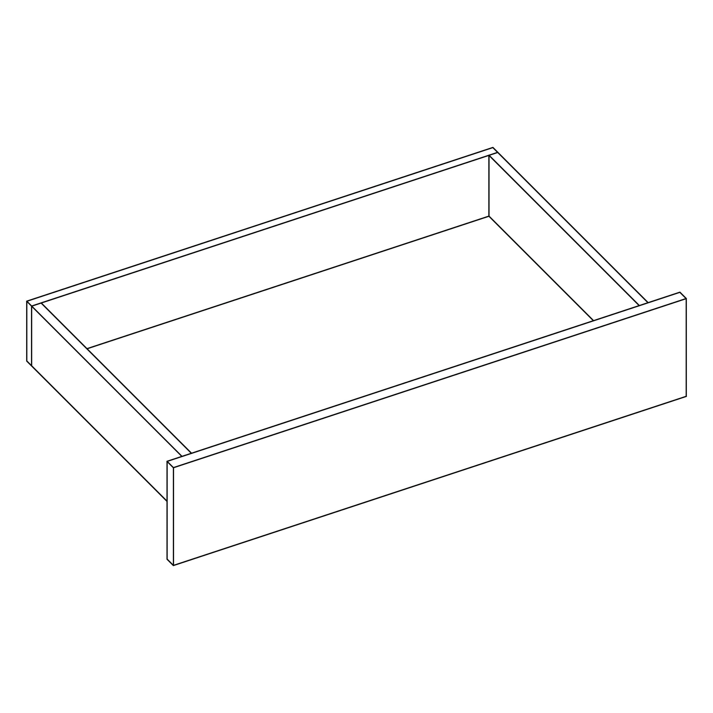 KCD Shaker Designer White Slab Oven Cabinet Drawer - line drawing