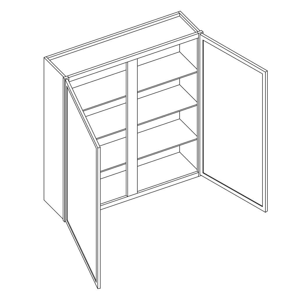 KCD Oslo Oak Double Door Wall Cabinet - 42" W x 42" H - line drawing