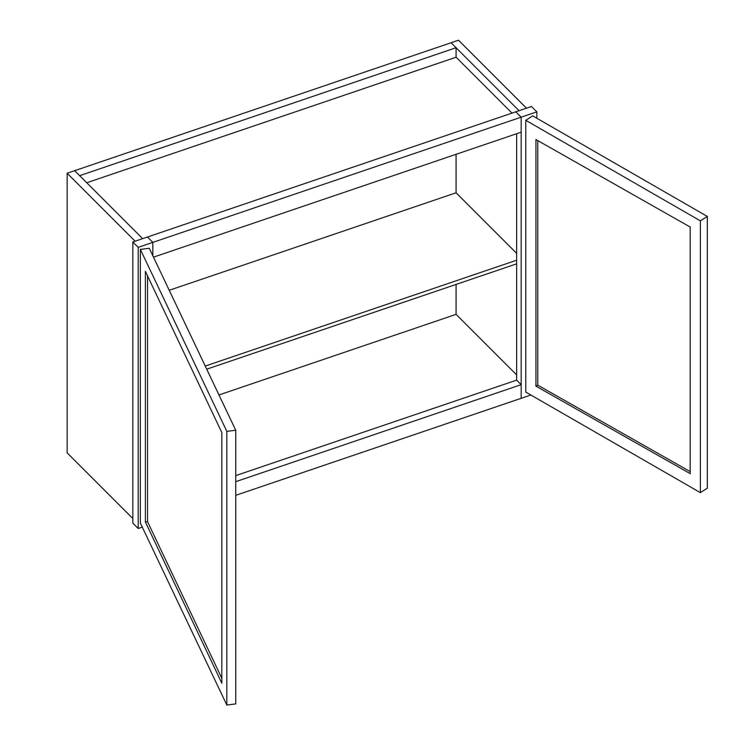 KCD Oslo White Double Door Wall Cabinet - 30" W x 24" H - line drawing