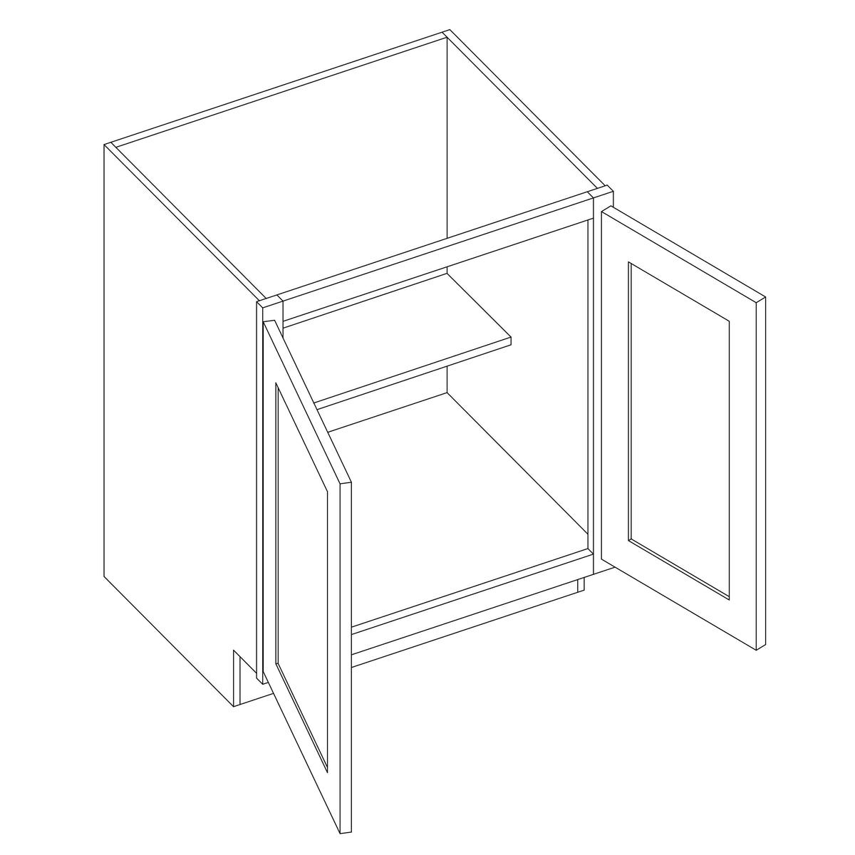KCD Brooklyn Midnight Full Height Double Door Base Cabinet - 24" W - line drawing