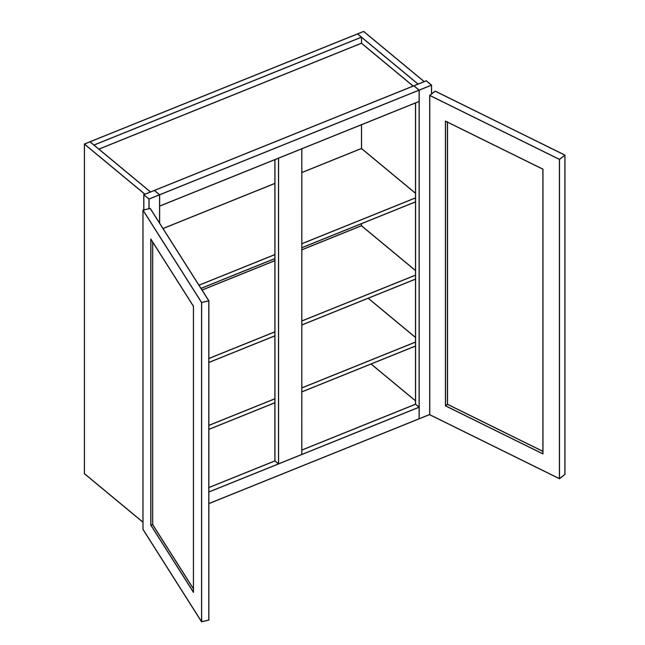 KCD Shaker Moss Double Door Wall Cabinet - 42" W x 42" H - line drawing
