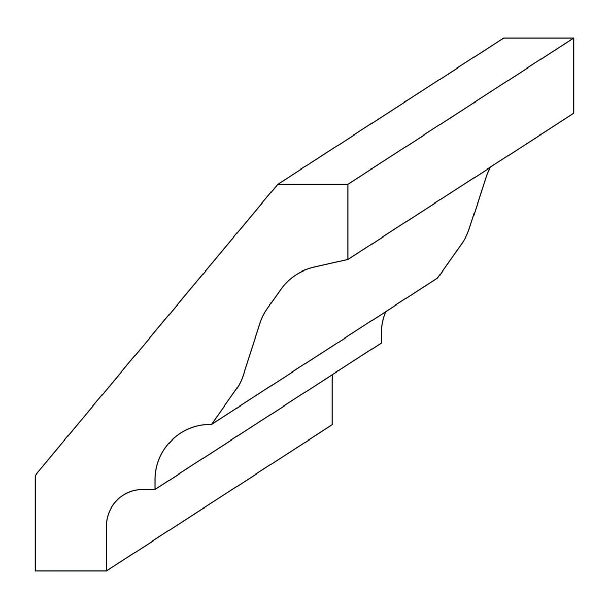 KCD Brooklyn Midnight Traditional Crown Molding - line drawing