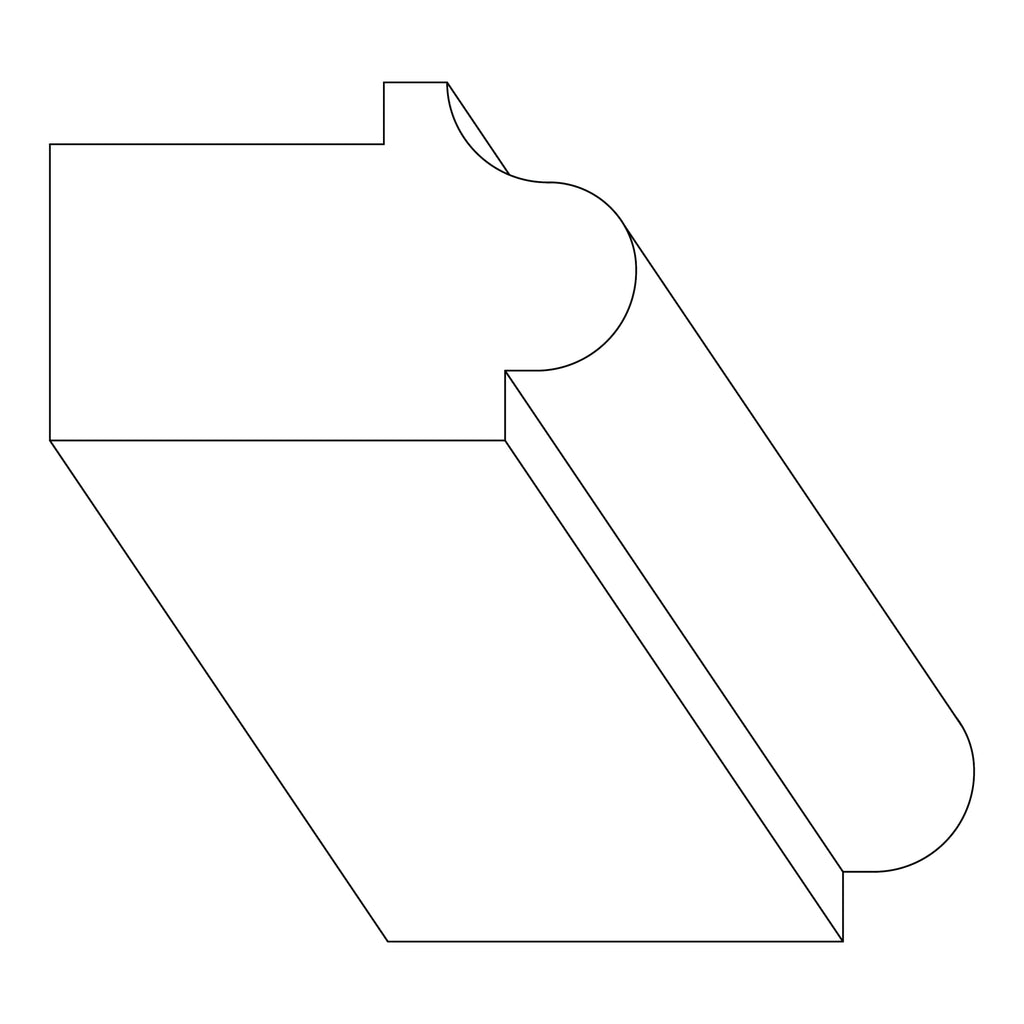 KCD Shaker Designer White Bottom Edge Molding (Narrow Light Rail) - line drawing
