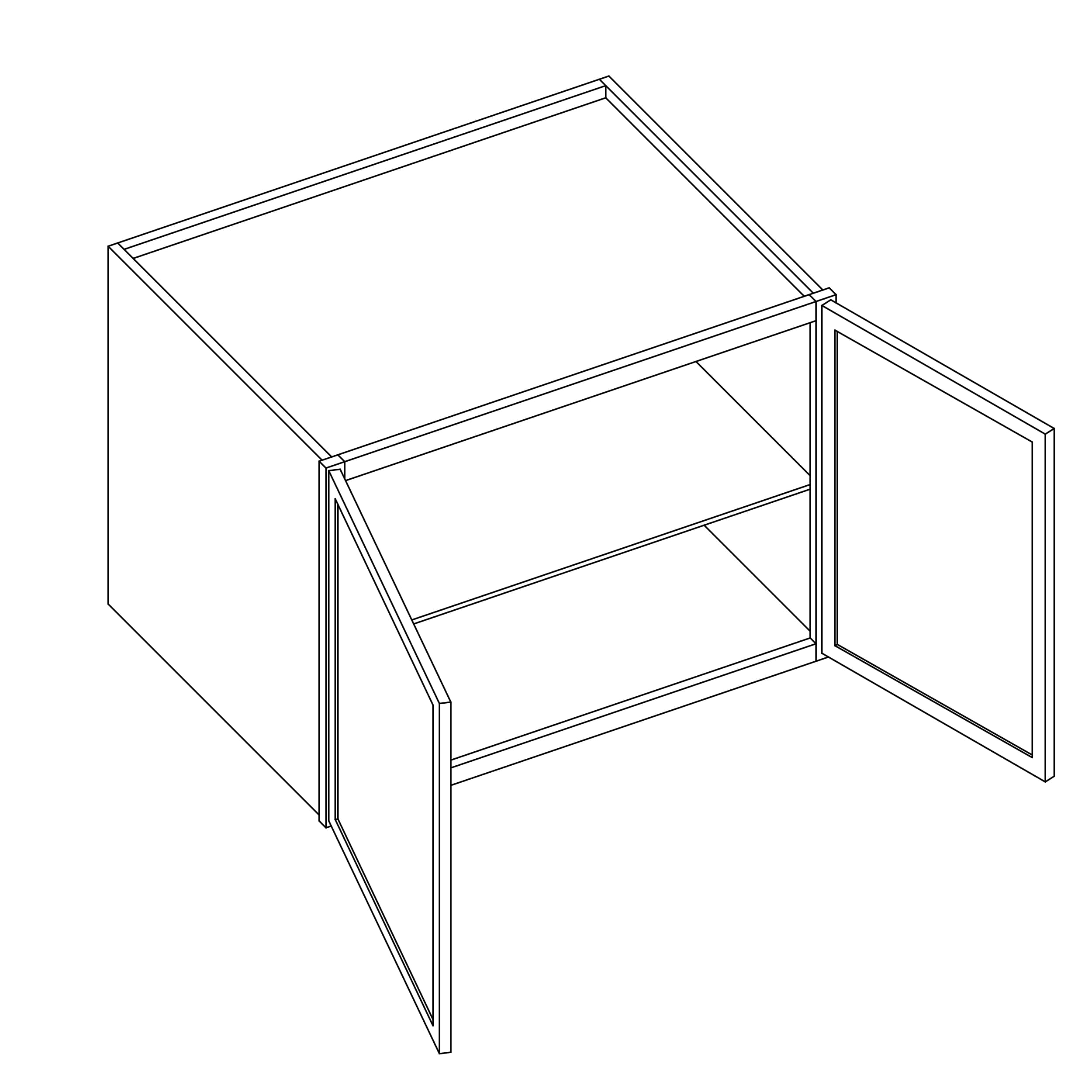 KCD Oslo Oak Deep Wall Cabinet - 33" W x 24" H x 24" D - line drawing