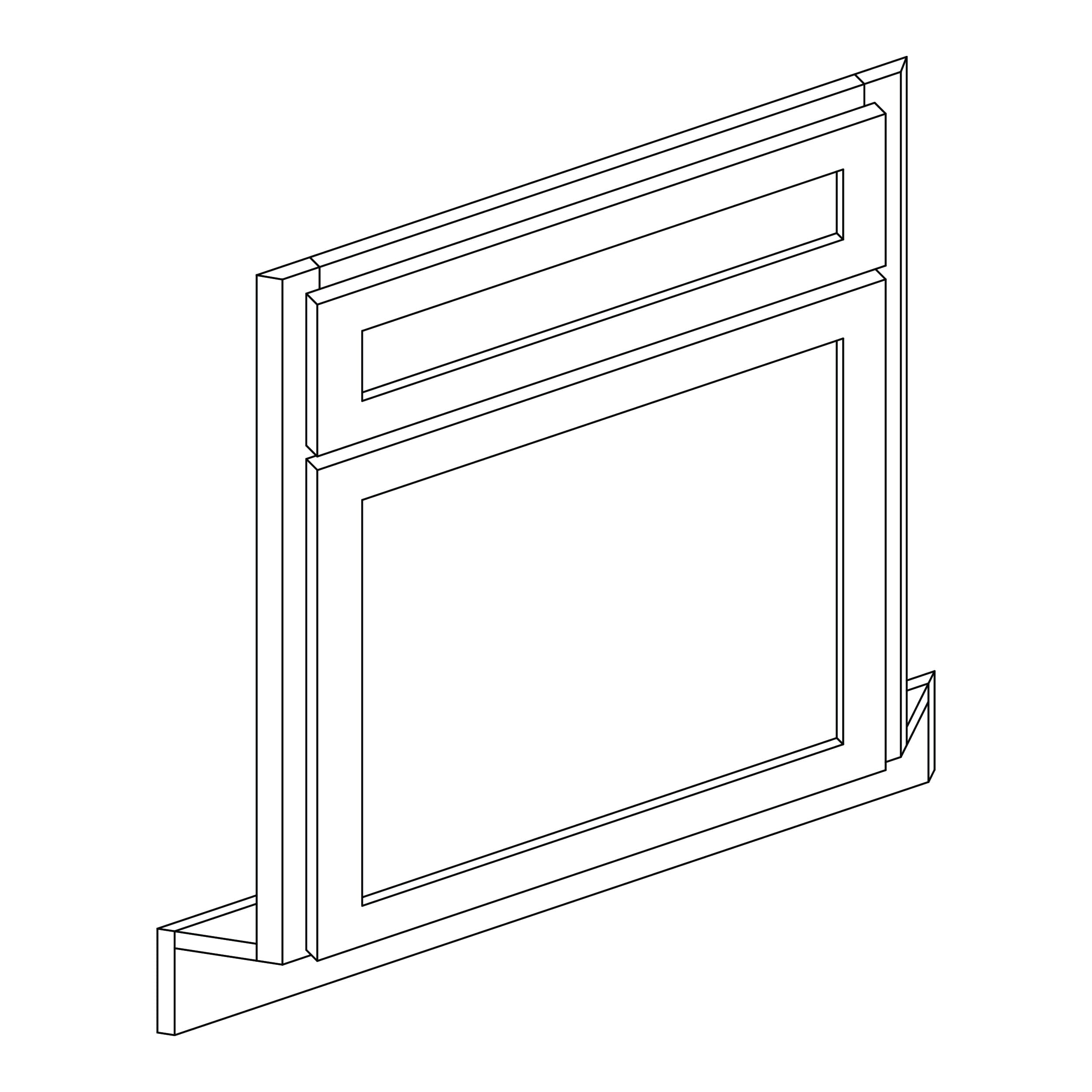 KCD Brooklyn Fawn Corner Sink Front for 42" Space - 27" W - line drawing