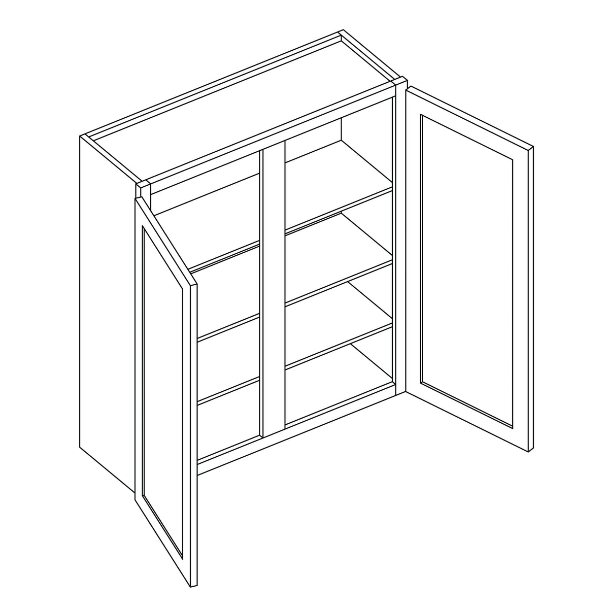 KCD Brooklyn Slate Double Door Wall Cabinet - 42" W x 42" H - line drawing