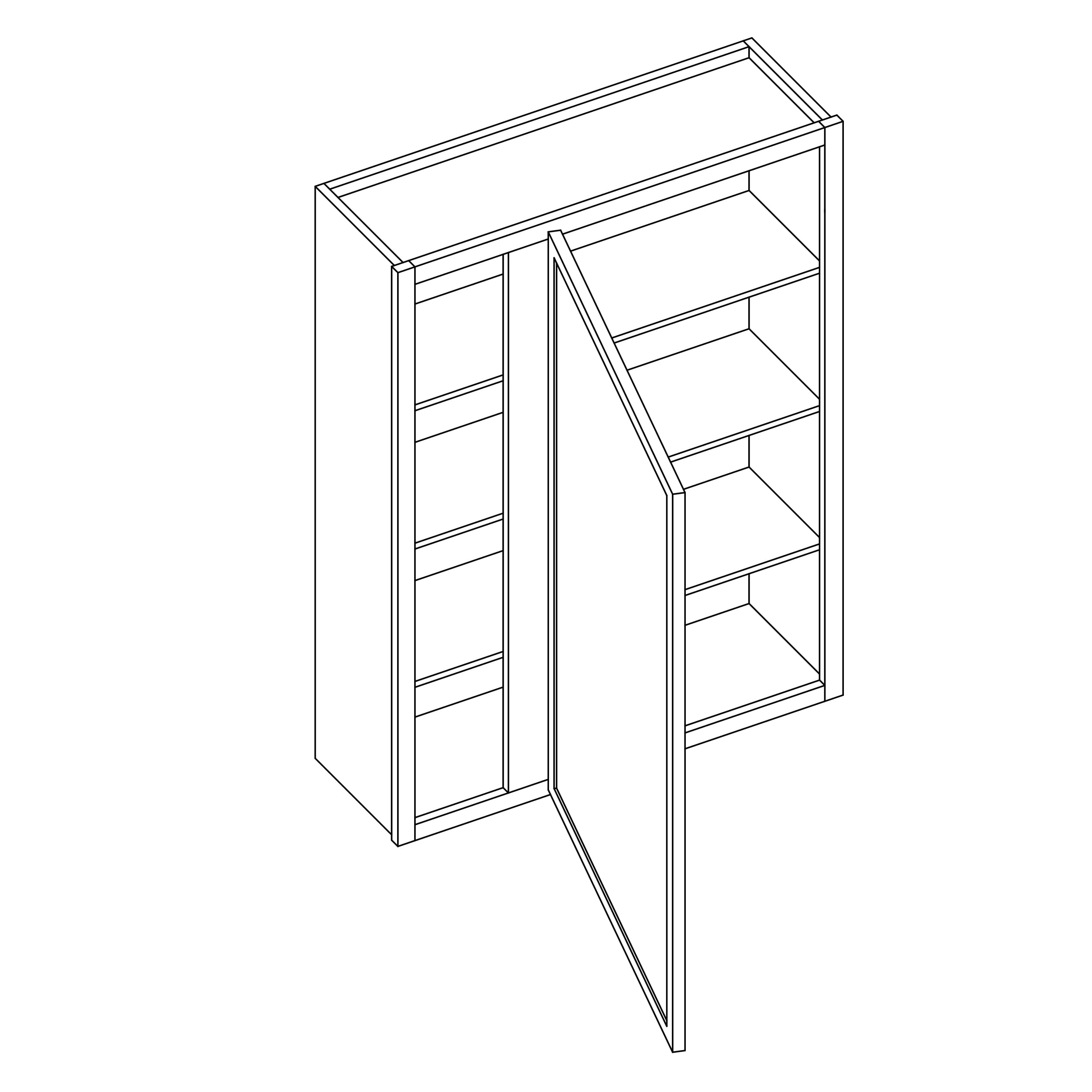 KCD Oslo White Blind Wall Cabinet - 30" W x 42" H - line drawing
