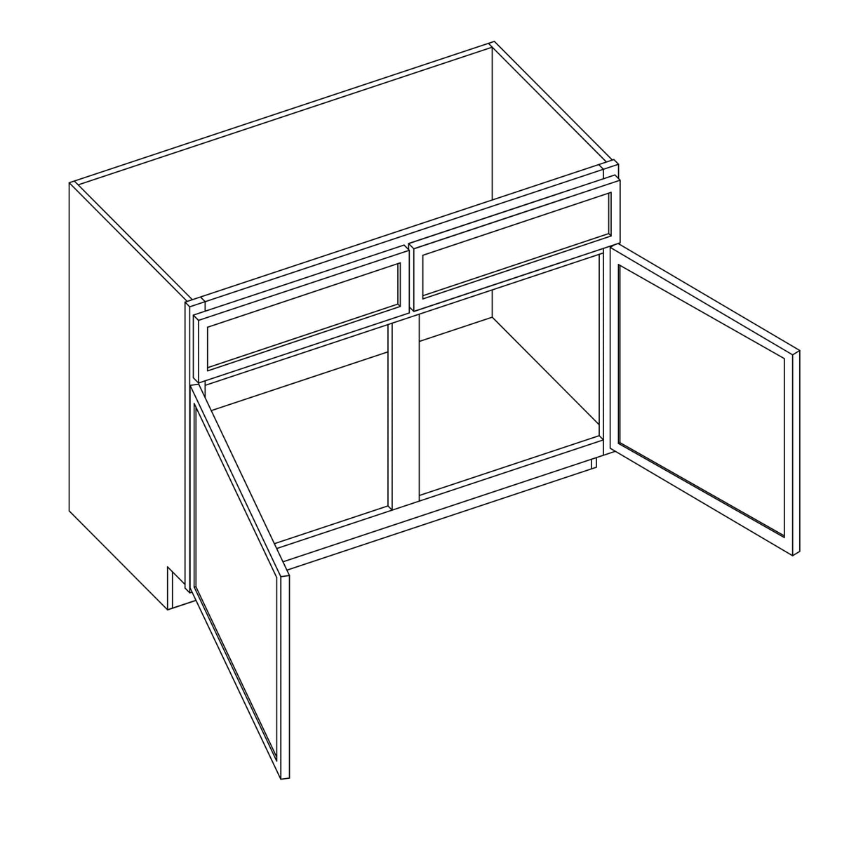KCD Oslo White Sink Base Cabinet w/ CS - 48" W - line drawing