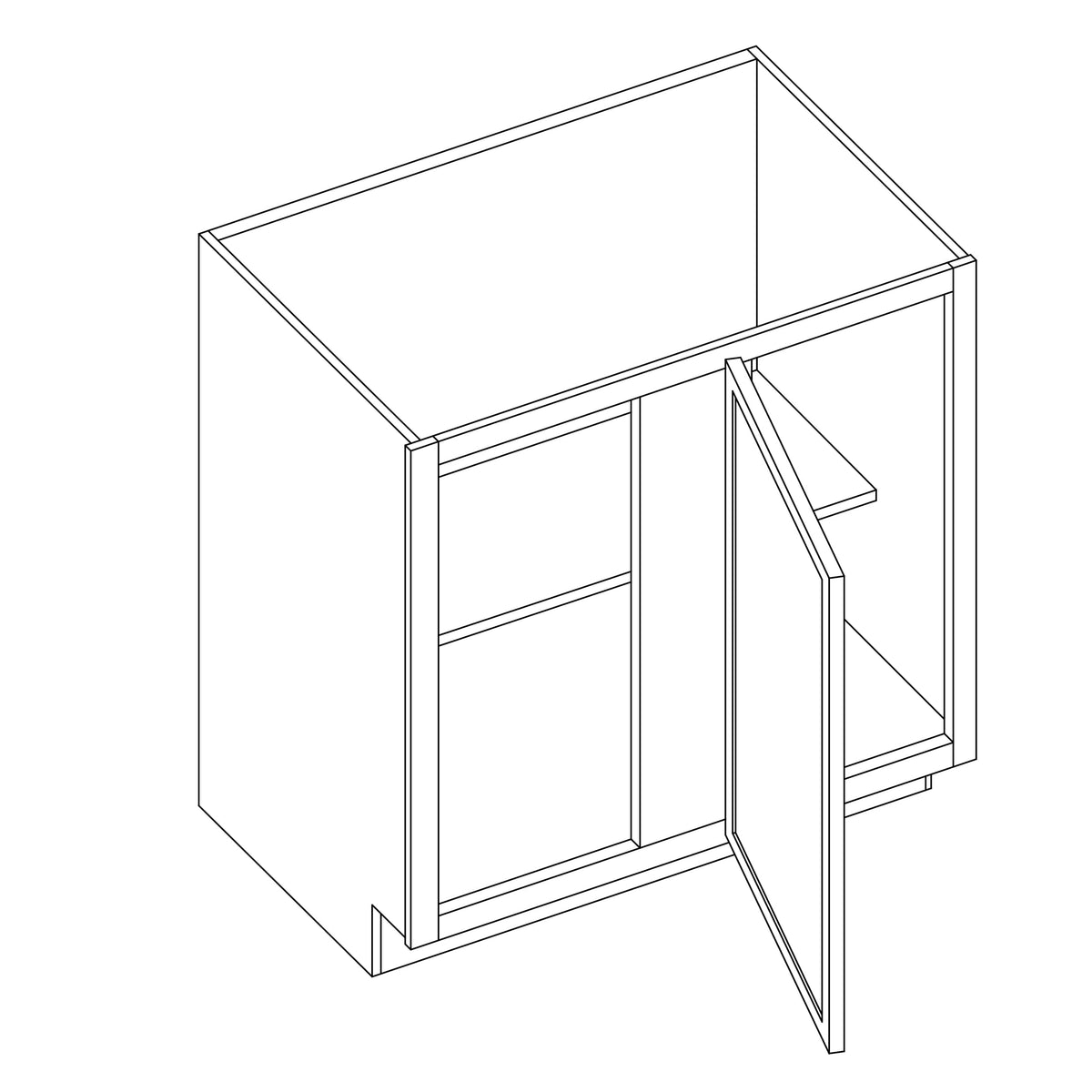KCD Oslo Oak Blind Base Cabinet for 36" to 39" Space - 30" W - line drawing