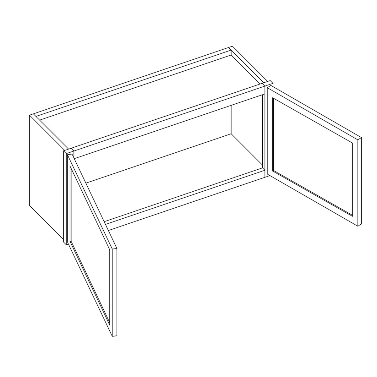 KCD Oslo Classic Walnut Double Door Wall Cabinet - 27" W x 15" H - line drawing
